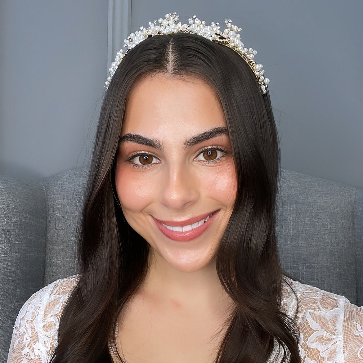 Gilene Pearl Bridal Crown Hair Accessories - Tiara &amp; Crown