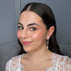 Cindy Bridal Earrings - Rose Gold Earrings - Long Drop    