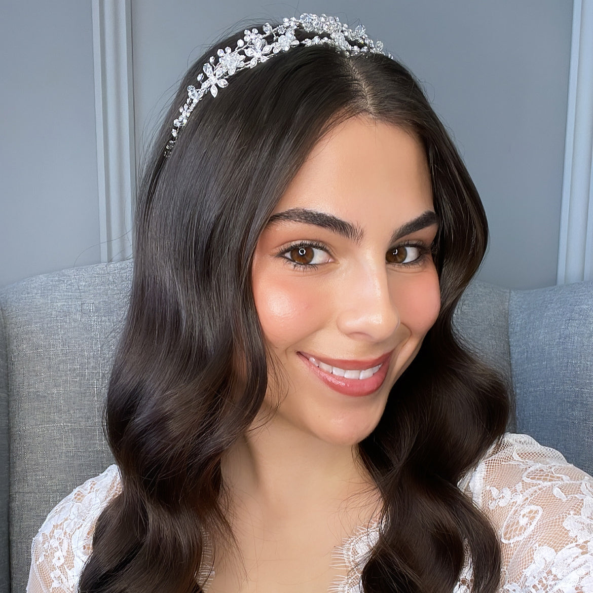 Lizzy Crystal Double Bridal Headband Hair Accessories - Headbands,Tiara