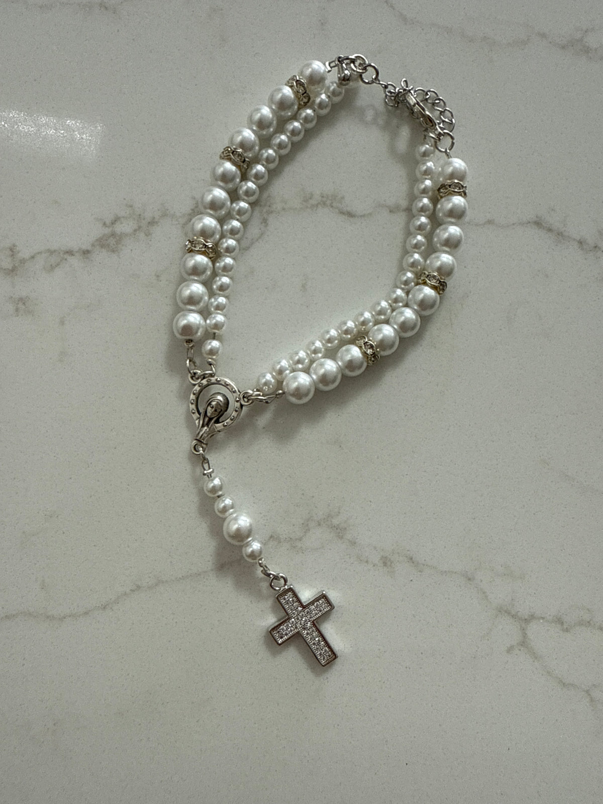 Davina Double Pearl Rosary Bracelet
