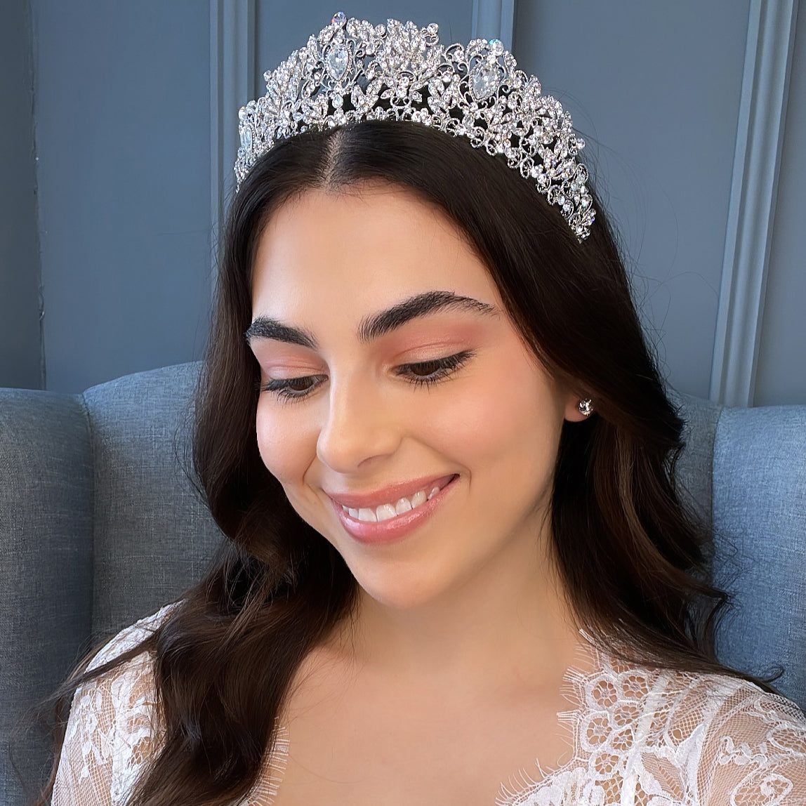 Luciana Crystal Bridal Crown Hair Accessories - Tiara &amp; Crown