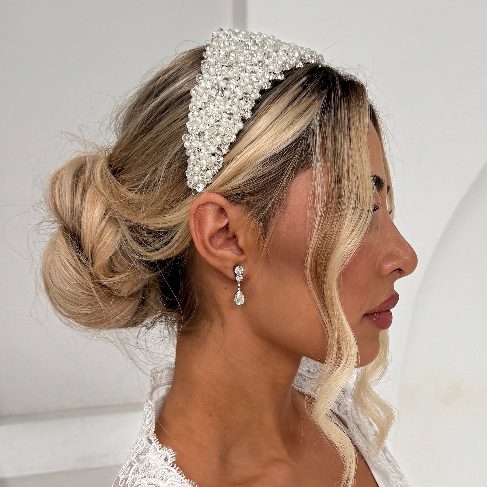 Jules Crystal Pearl Bridal Crown