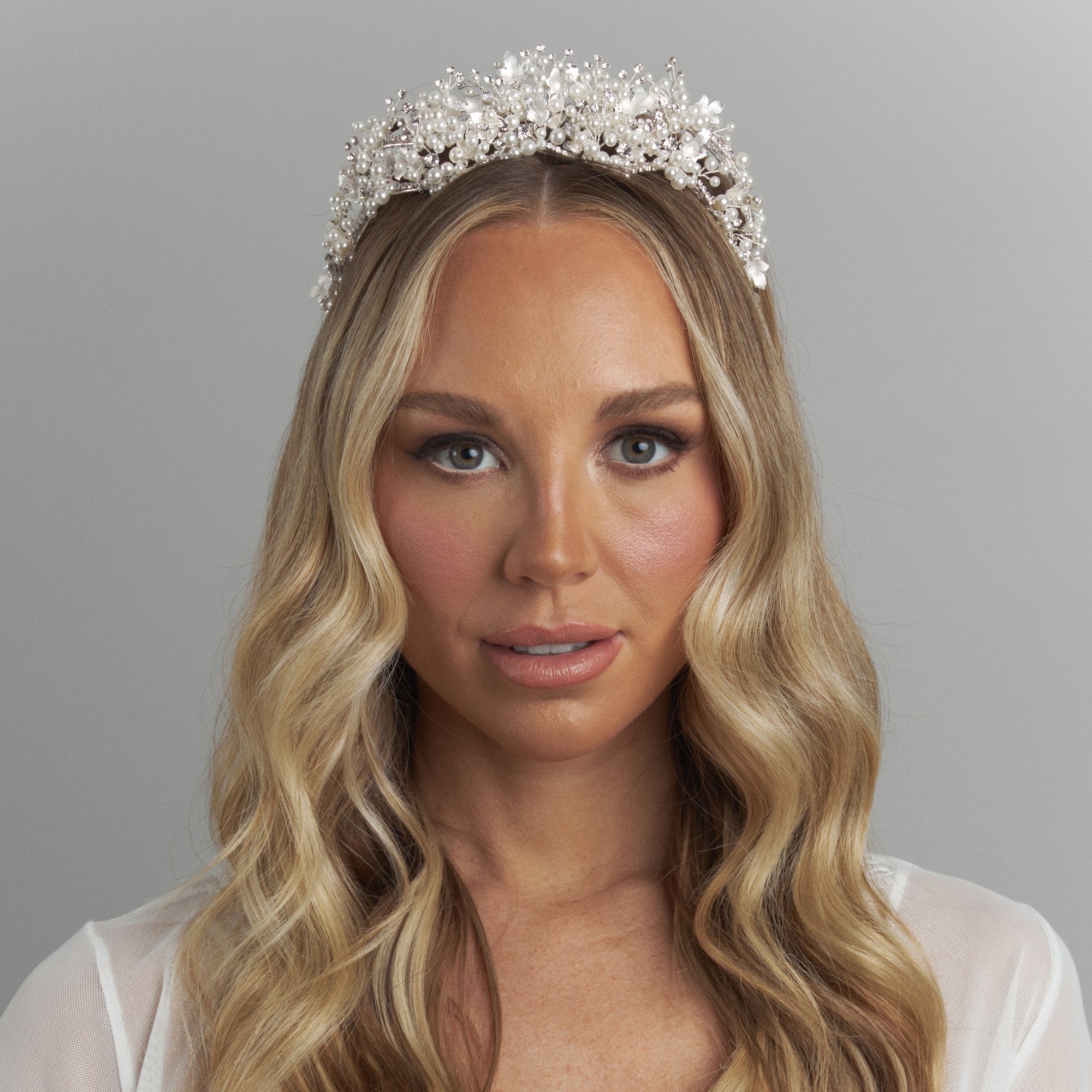 Gilene Pearl Double Crown Hair Accessories - Tiara & Crown