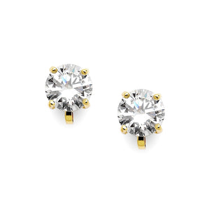 Horatia Bridal Earrings Clip On - Gold Earrings - Classic Stud    