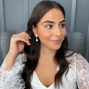 Malina Drop Bridal Earrings Earrings - Long Drop  Rose Gold  