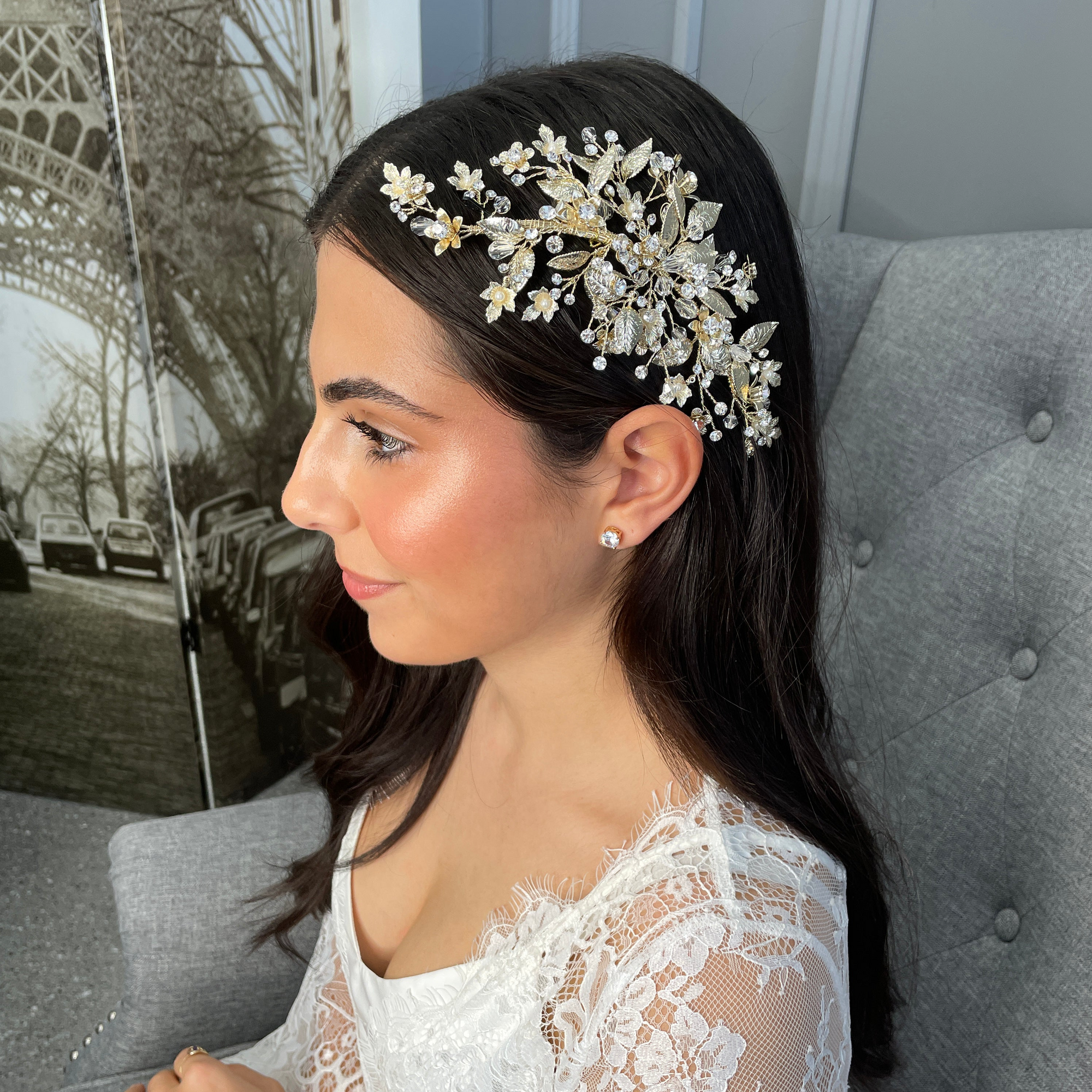 Fulya Floral Bridal Headpiece Hair Accessories - Headpieces