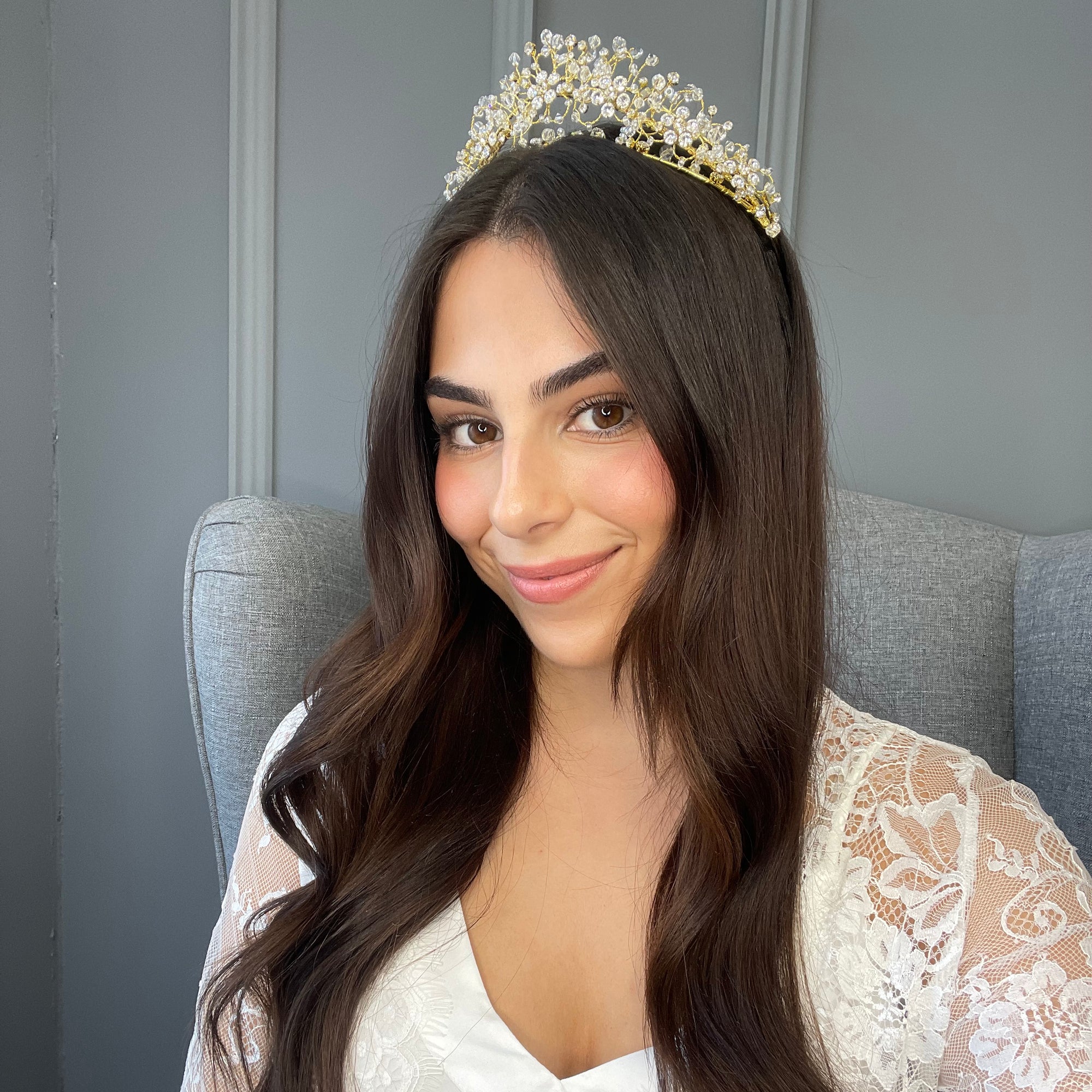 Marina Crystal Bridal Crown Hair Accessories - Tiara & Crown