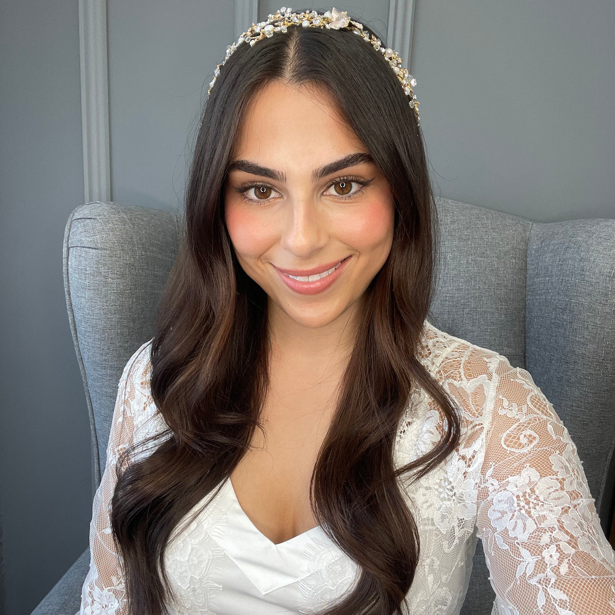 Priscila Bridal Hair Vine (Blush Pink and Gold) Hair Accessories - Headpieces