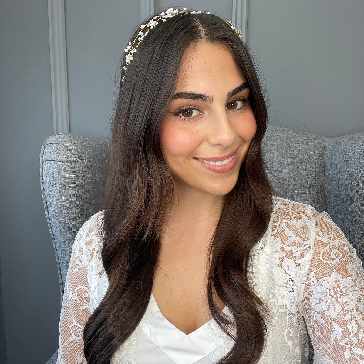 Fae Crystal Pearl Bridal Hair Vine Hair Accessories - Headpieces