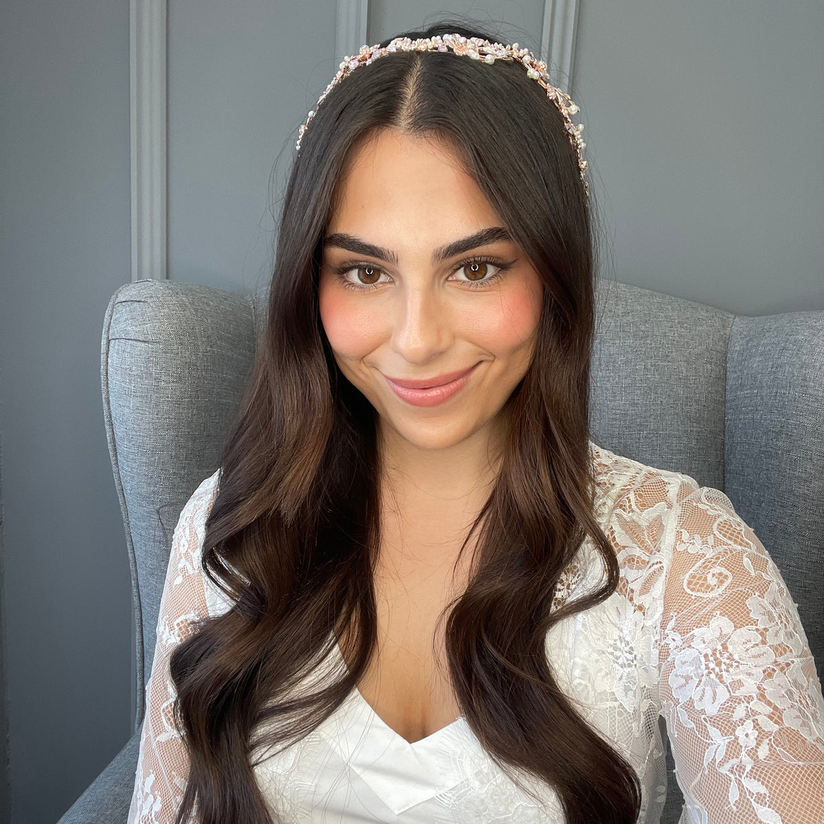 Lanza Floral Bridal Hair Vine (Blush Pink) Hair Accessories - Headpieces