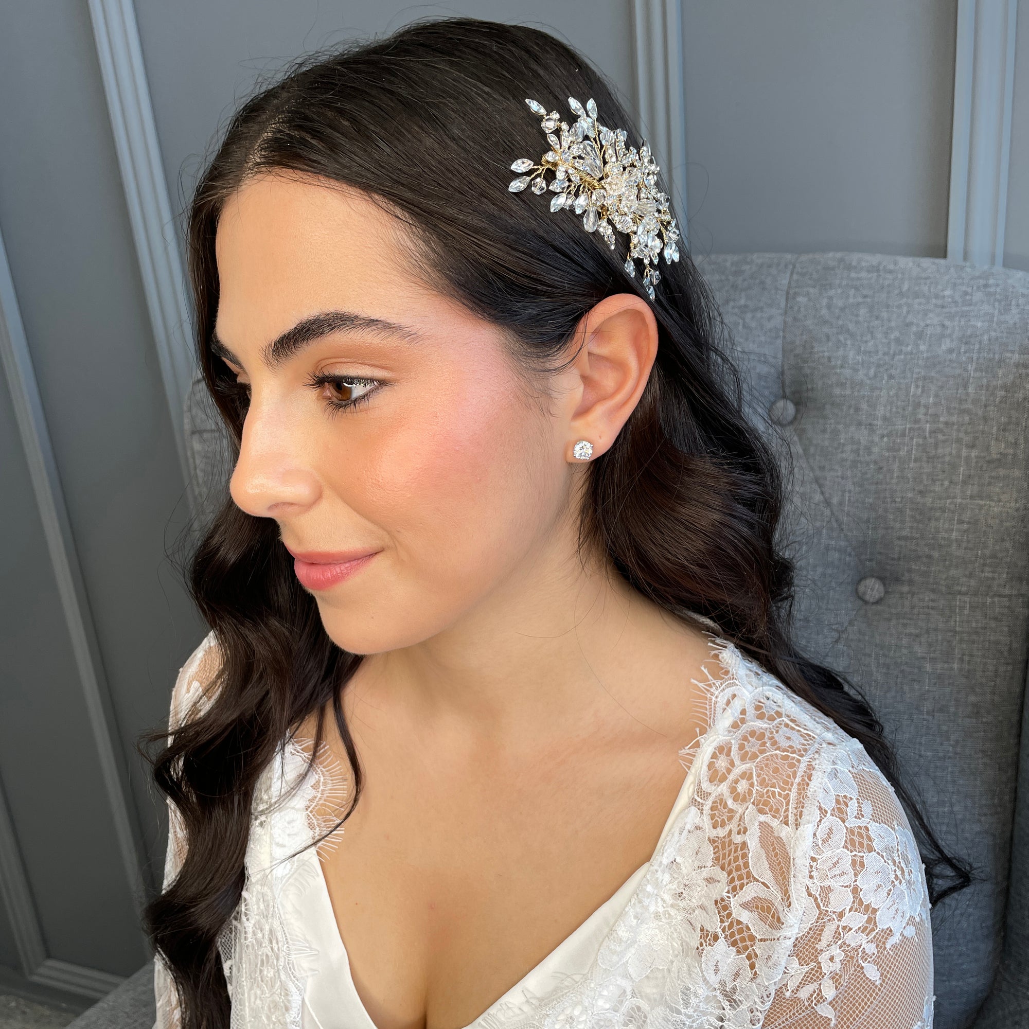 Bridget Crystal Bridal Headpiece Hair Accessories - Hair Comb