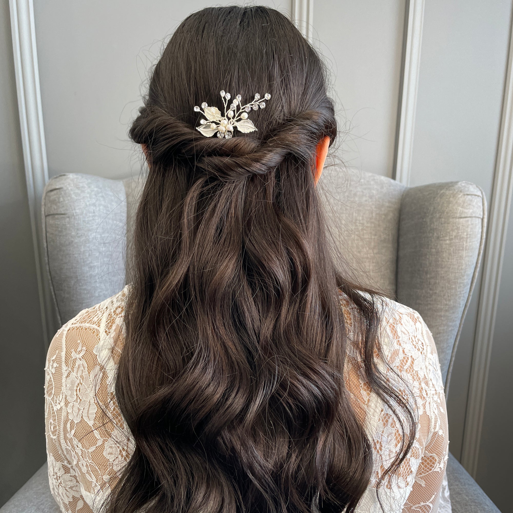 Kayla Bridal Hair Pin - Silver Hair Accessories - Hair Clip    
