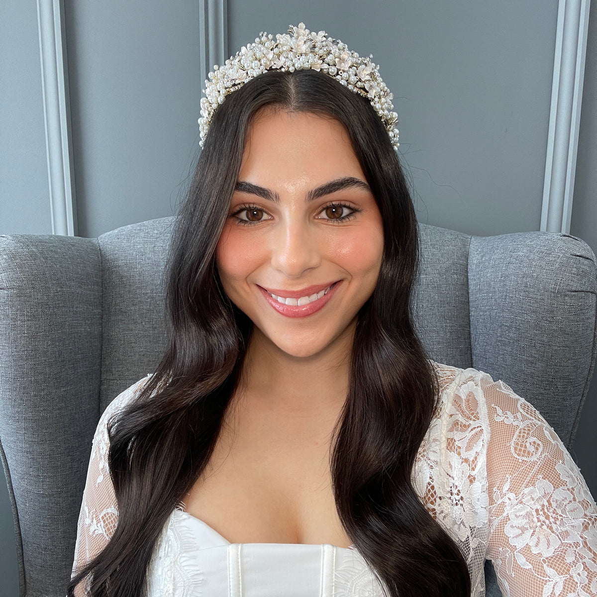 Gilene Pearl Double Crown Hair Accessories - Tiara &amp; Crown