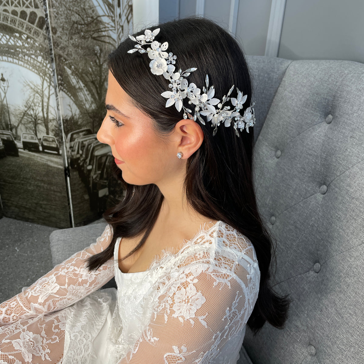 Marcela Floral Bridal Headpiece Hair Accessories - Headpieces