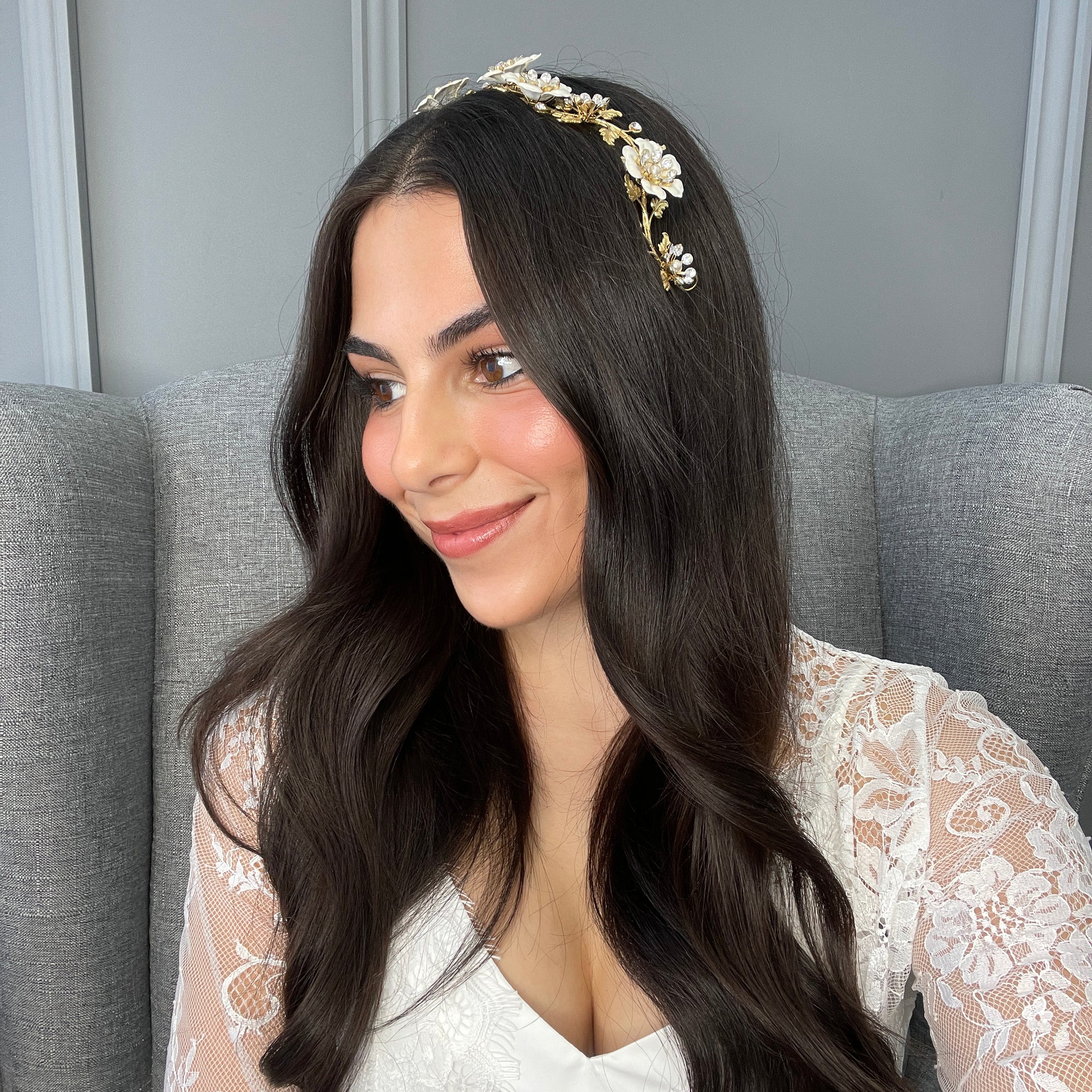 Babette Bridal Halo Gold Hair Accessories - Bohemian Halo, Circlet    