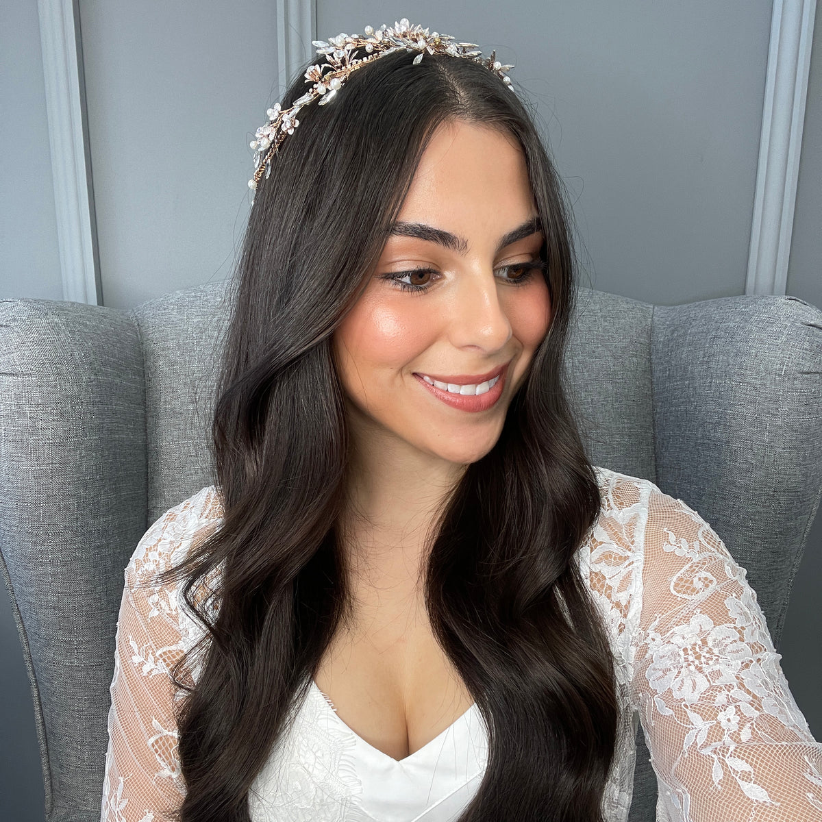 Leola Crystal Pearl Bridal Halo Hair Accessories - Bohemian Halo, Circlet