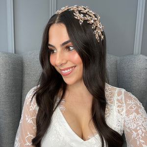 Austeria Bridal Flat Headpiece - Rose Gold Hair Accessories - Headpieces    