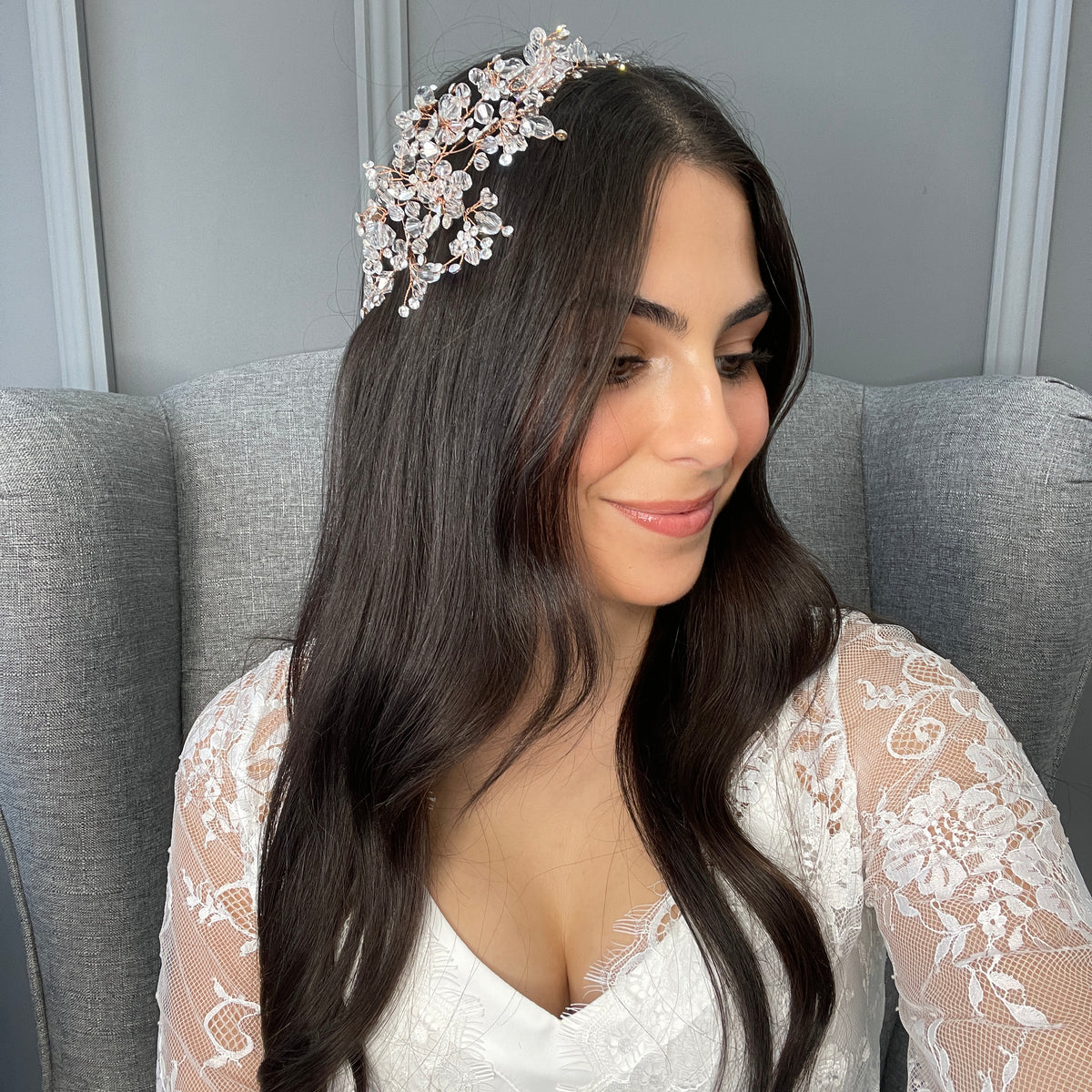 Harriett Crystal Bridal Hair Vine Hair Accessories - Headpieces