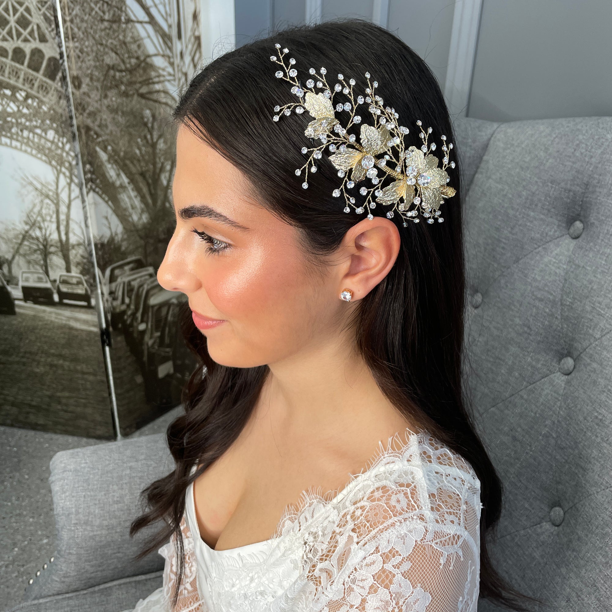 Ahana Bridal Clip - Gold Hair Accessories - Hair Clip    
