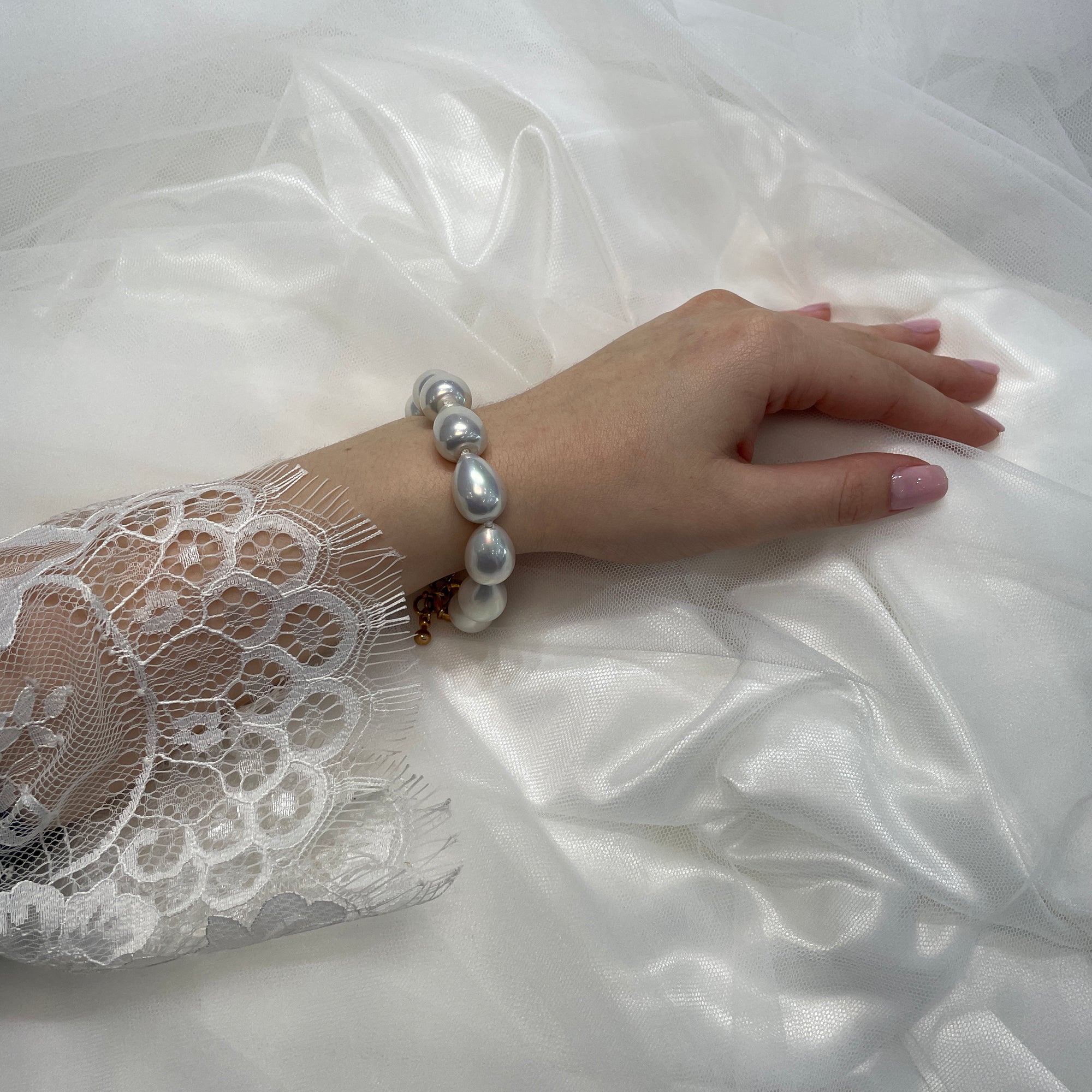 Lacey Pearl Bridal Bracelet - Gold Bracelet Wedding    
