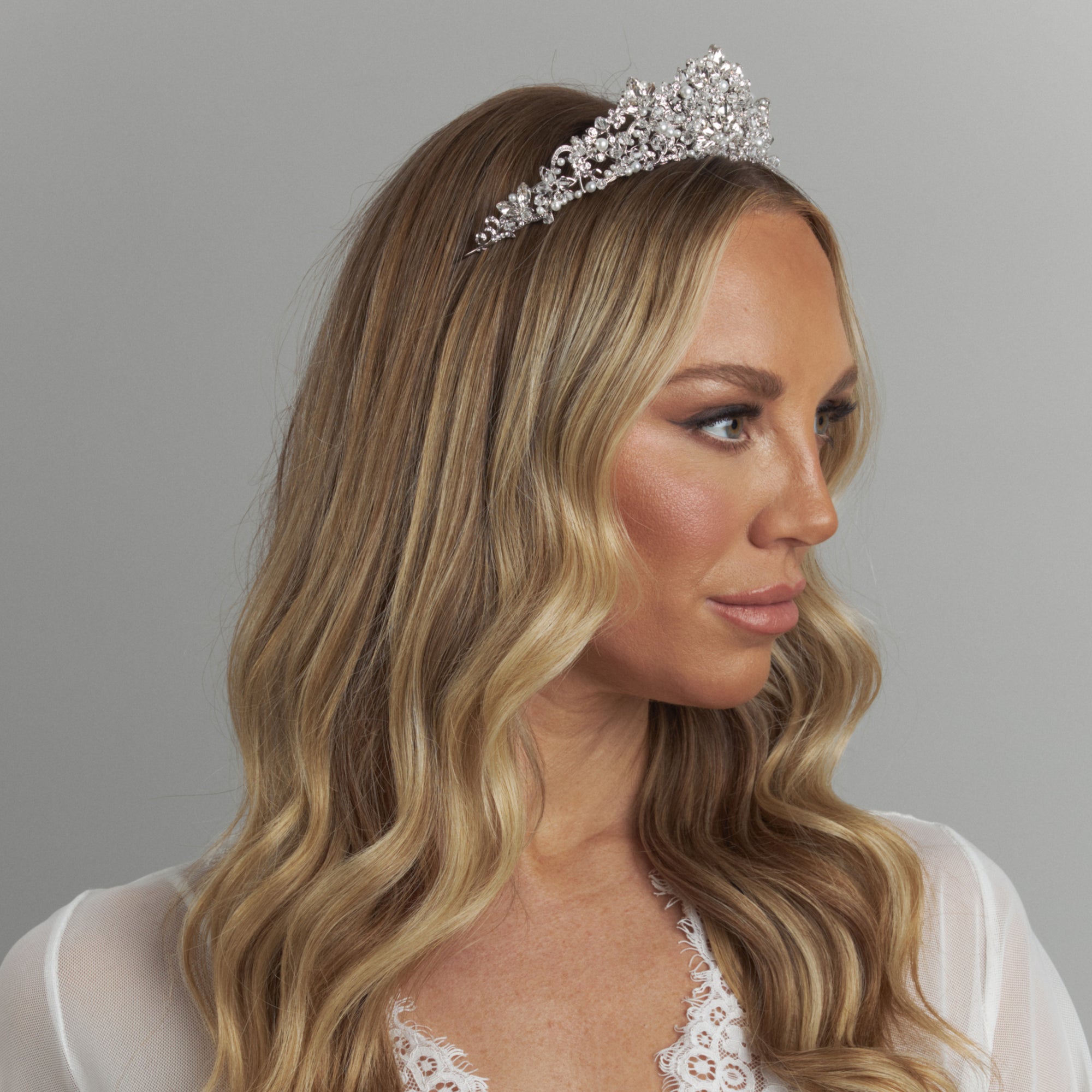 Isabella Pearl Bridal Crown Hair Accessories - Tiara & Crown