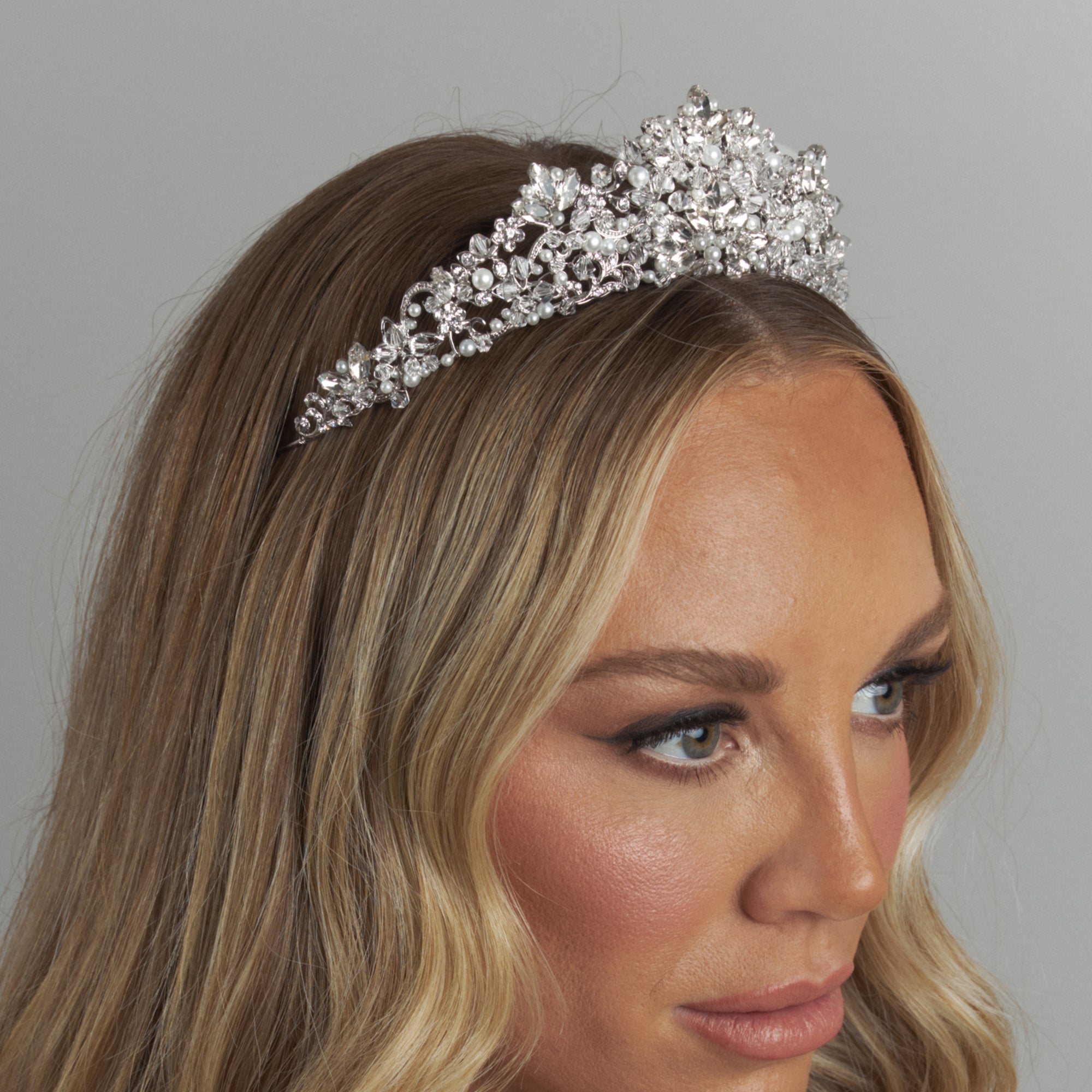 Isabella Pearl Bridal Crown Hair Accessories - Tiara & Crown