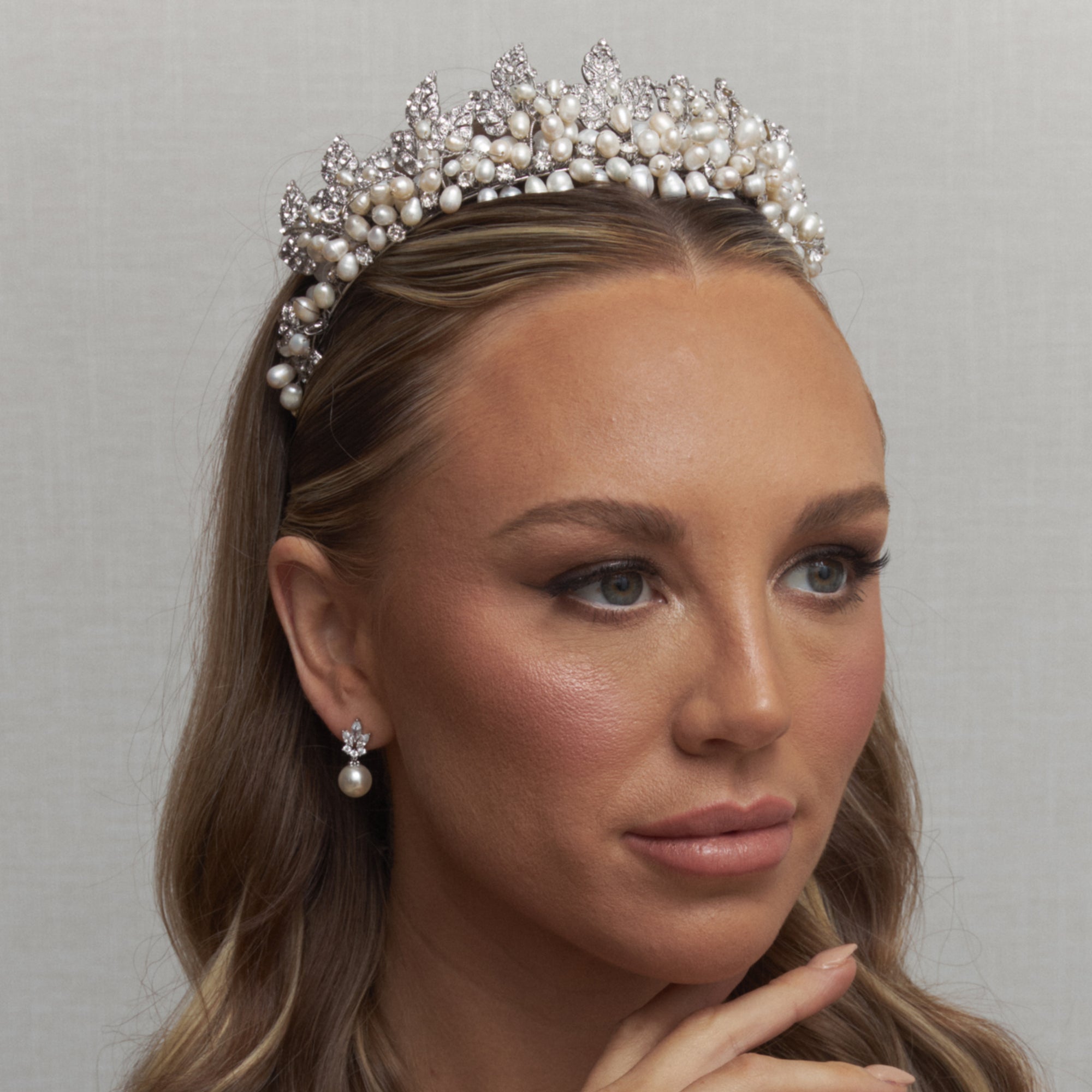 Jilani Pearl Bridal Crown Hair Accessories - Tiara & Crown