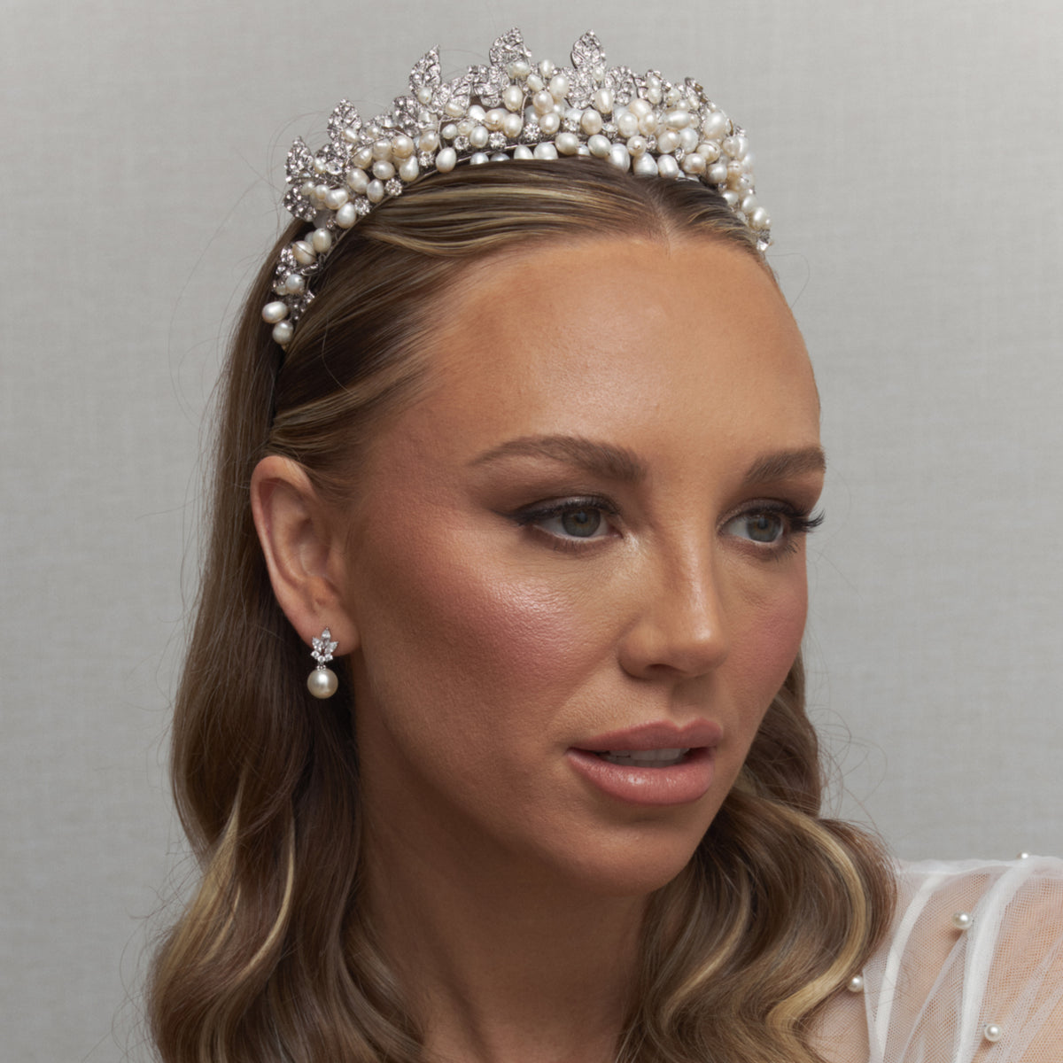 Jilani Pearl Bridal Crown Hair Accessories - Tiara &amp; Crown