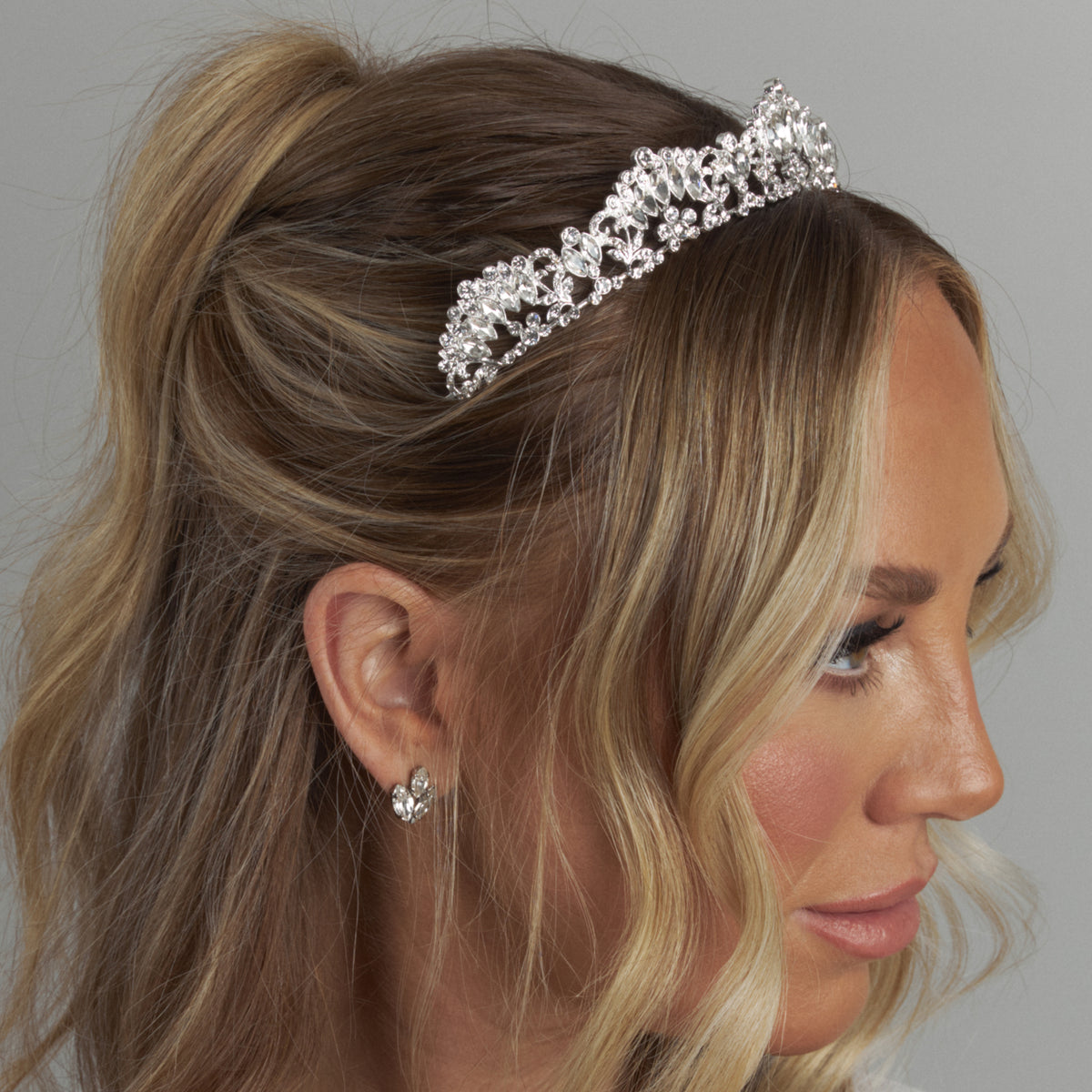 Justina Crystal Bridal Tiara Hair Accessories - Tiara &amp; Crown