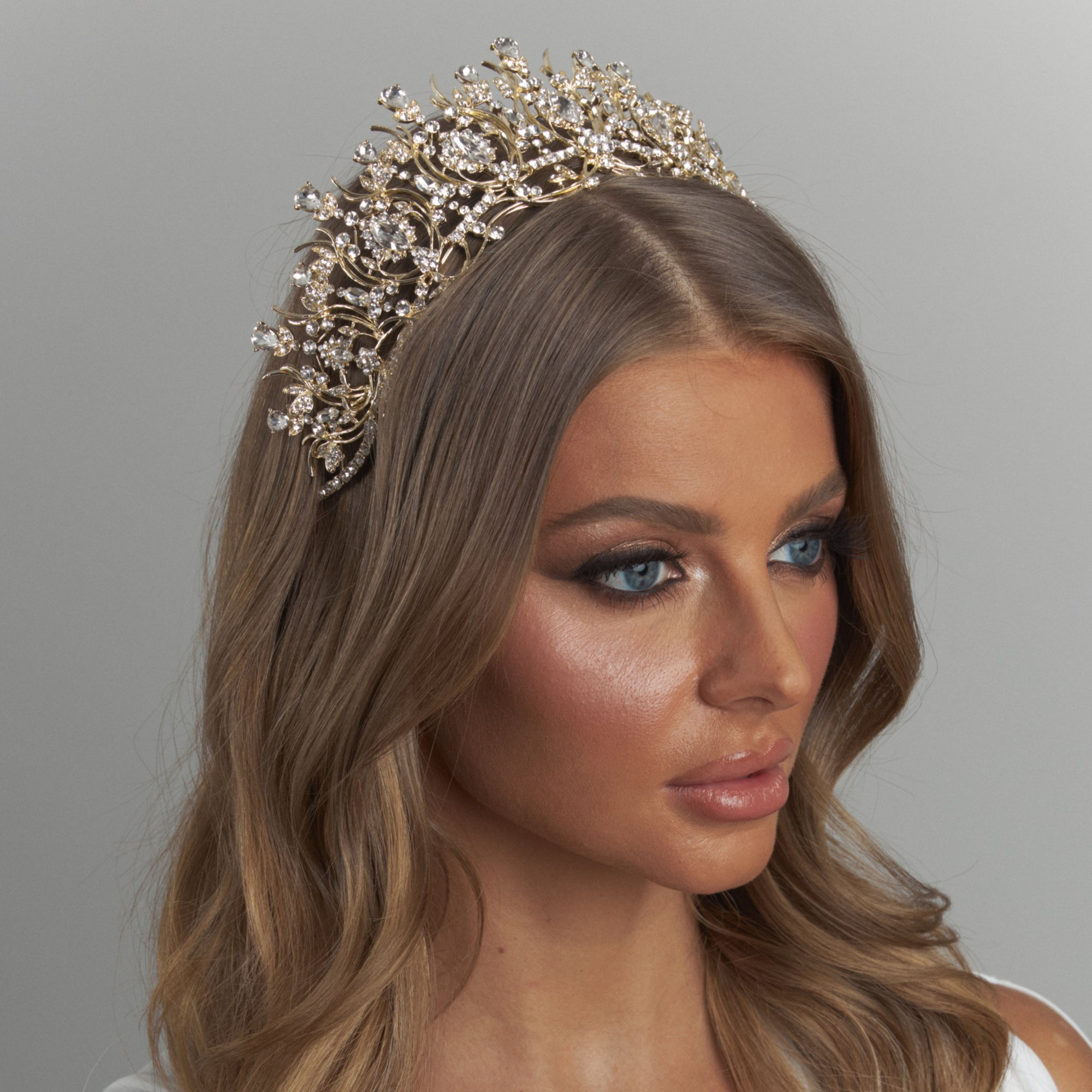 Lila Crystal Bridal Crown Hair Accessories - Tiara & Crown