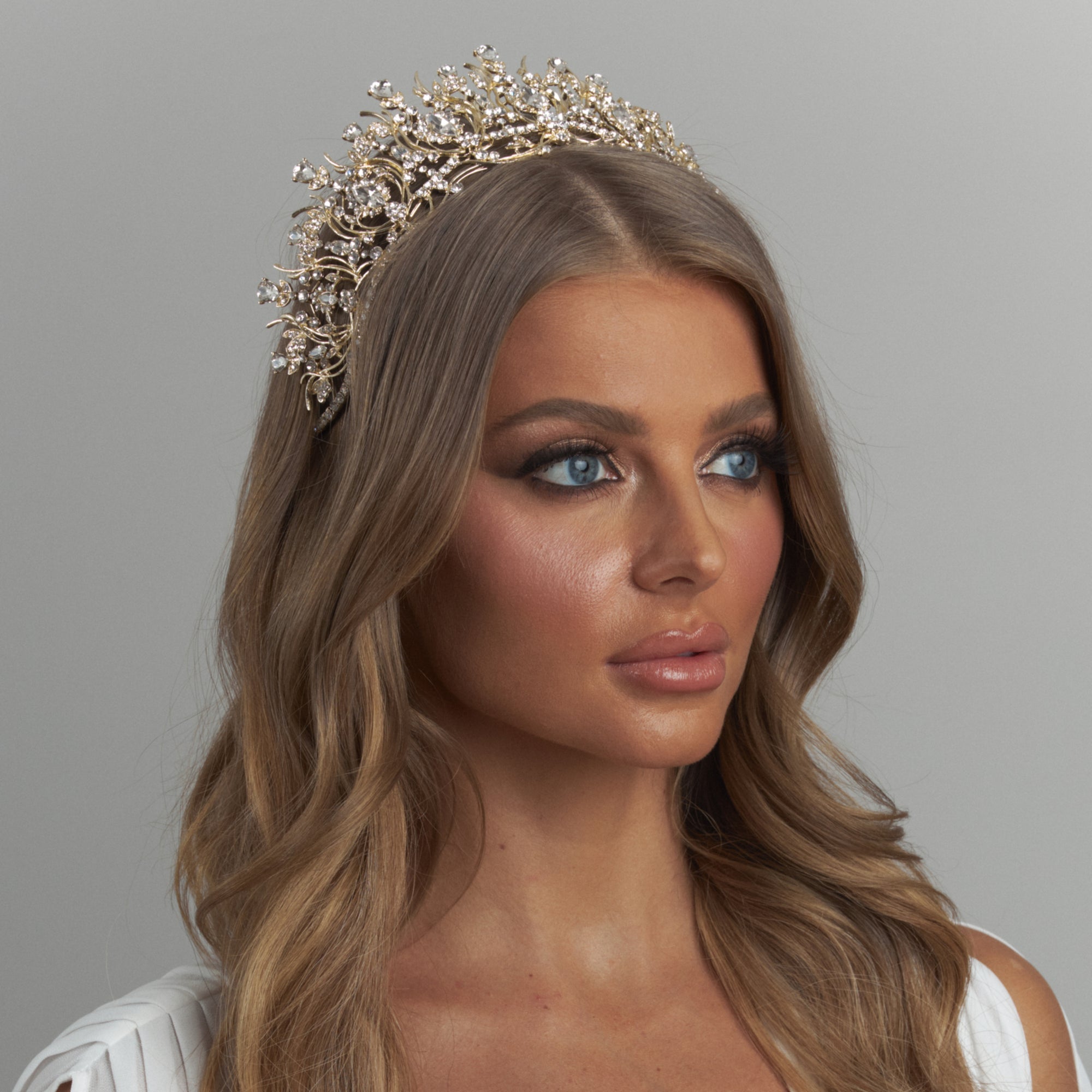 Lila Crystal Bridal Crown Hair Accessories - Tiara & Crown