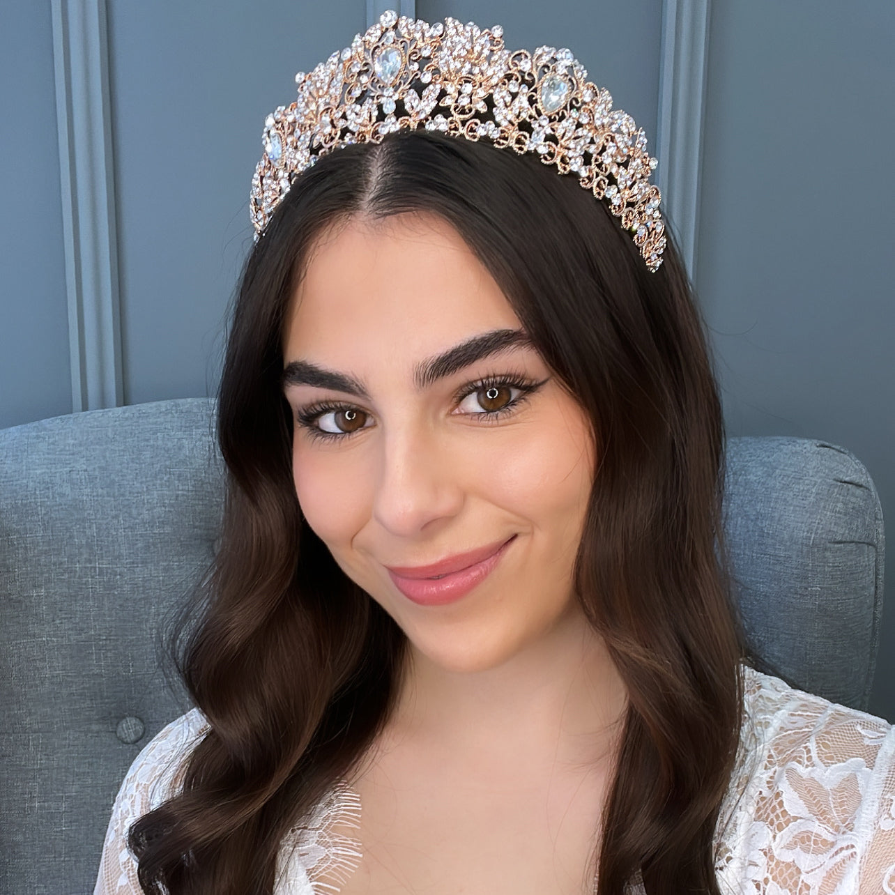 Luciana Crystal Bridal Crown Hair Accessories - Tiara & Crown