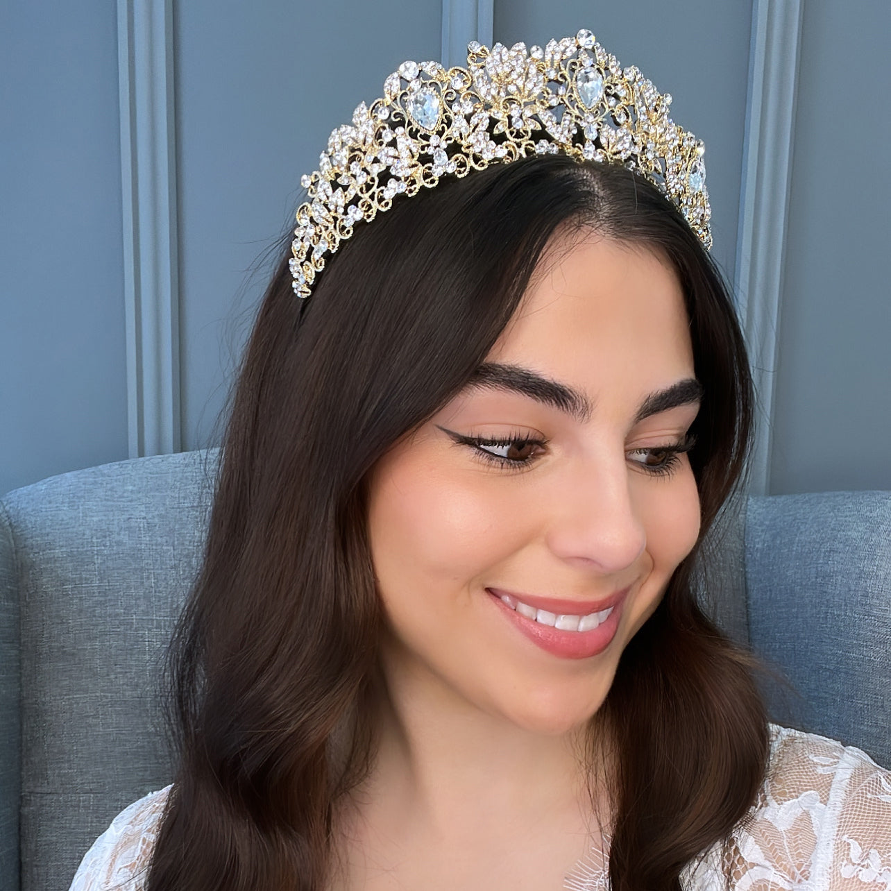 Luciana Crystal Bridal Crown Hair Accessories - Tiara & Crown