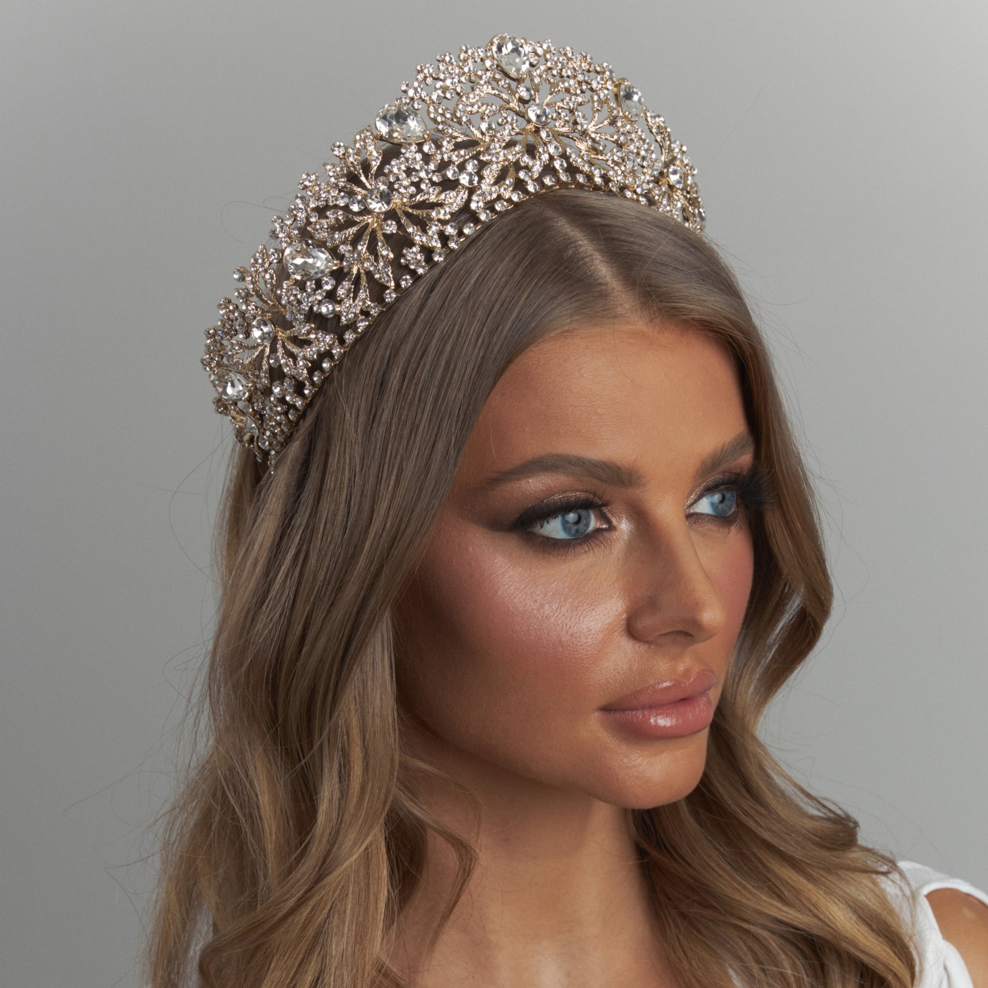 Milica Crystal Bridal Crown Hair Accessories - Tiara & Crown