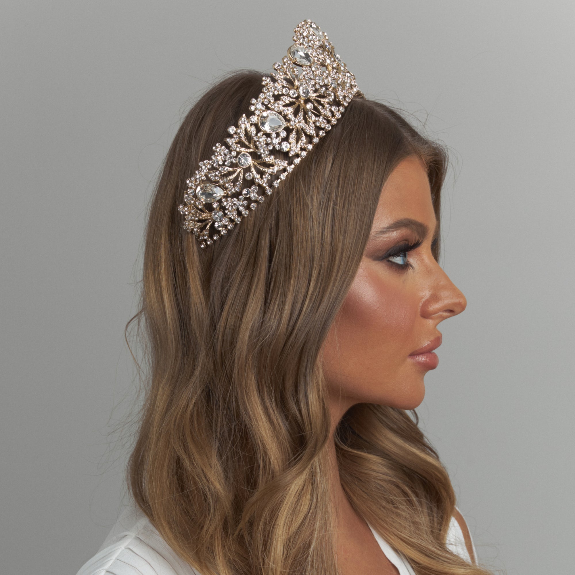 Milica Crystal Bridal Crown Hair Accessories - Tiara & Crown