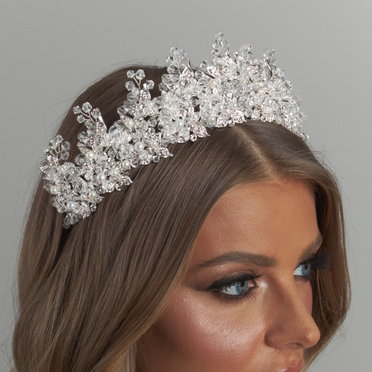 Monarch Pearl Bridal Crown Hair Accessories - Tiara &amp; Crown