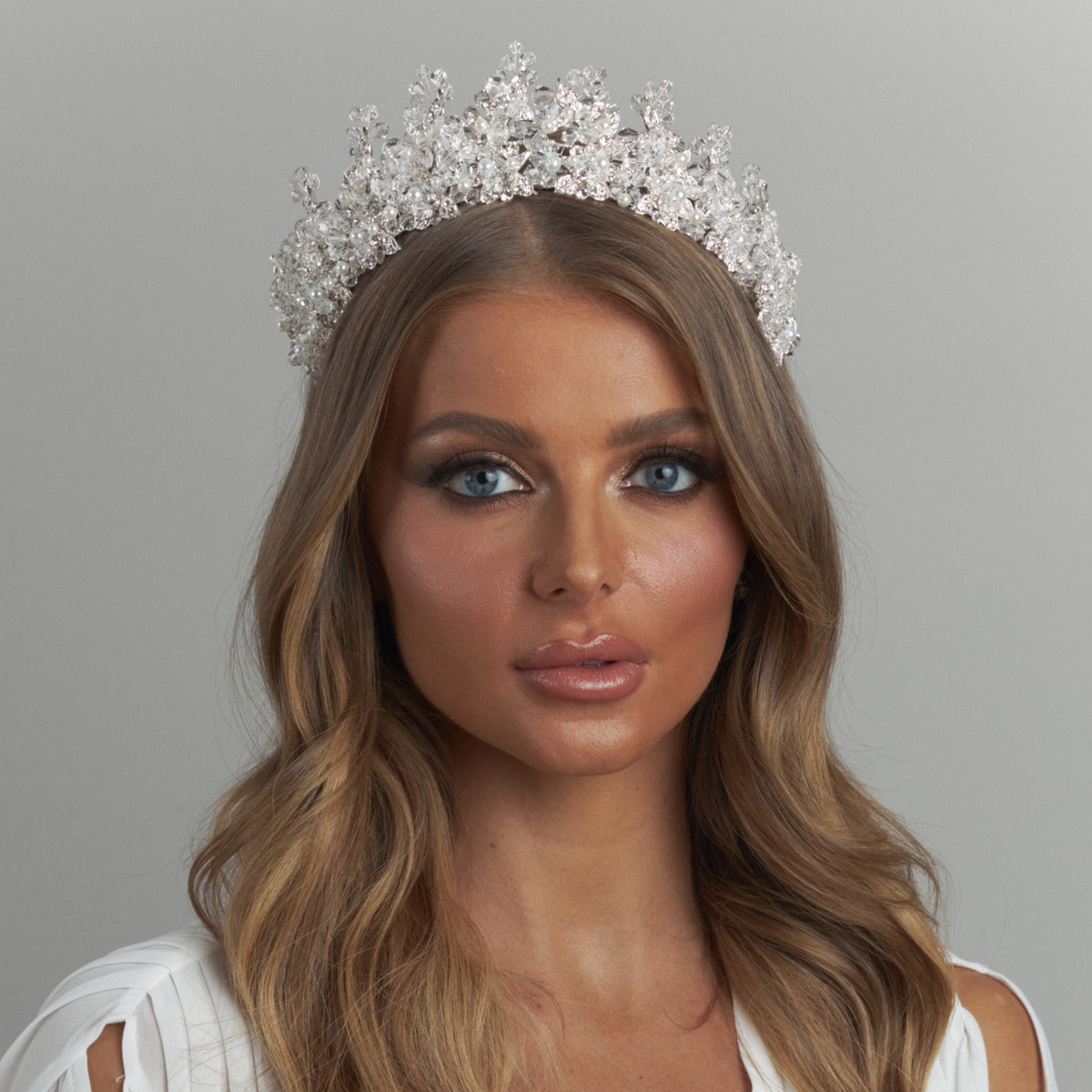 Monarch Pearl Bridal Crown Hair Accessories - Tiara &amp; Crown
