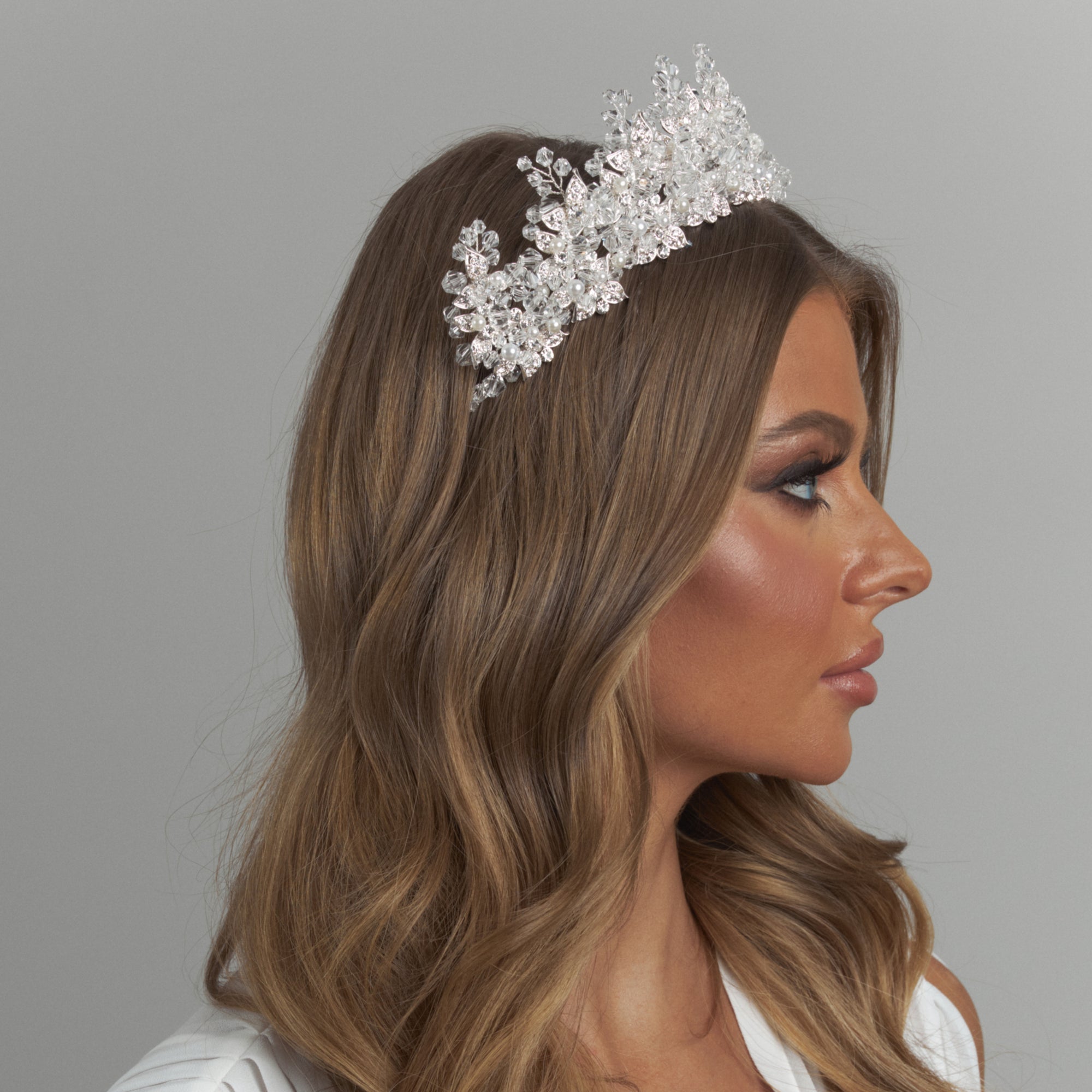 Monarch Pearl Bridal Crown Hair Accessories - Tiara & Crown