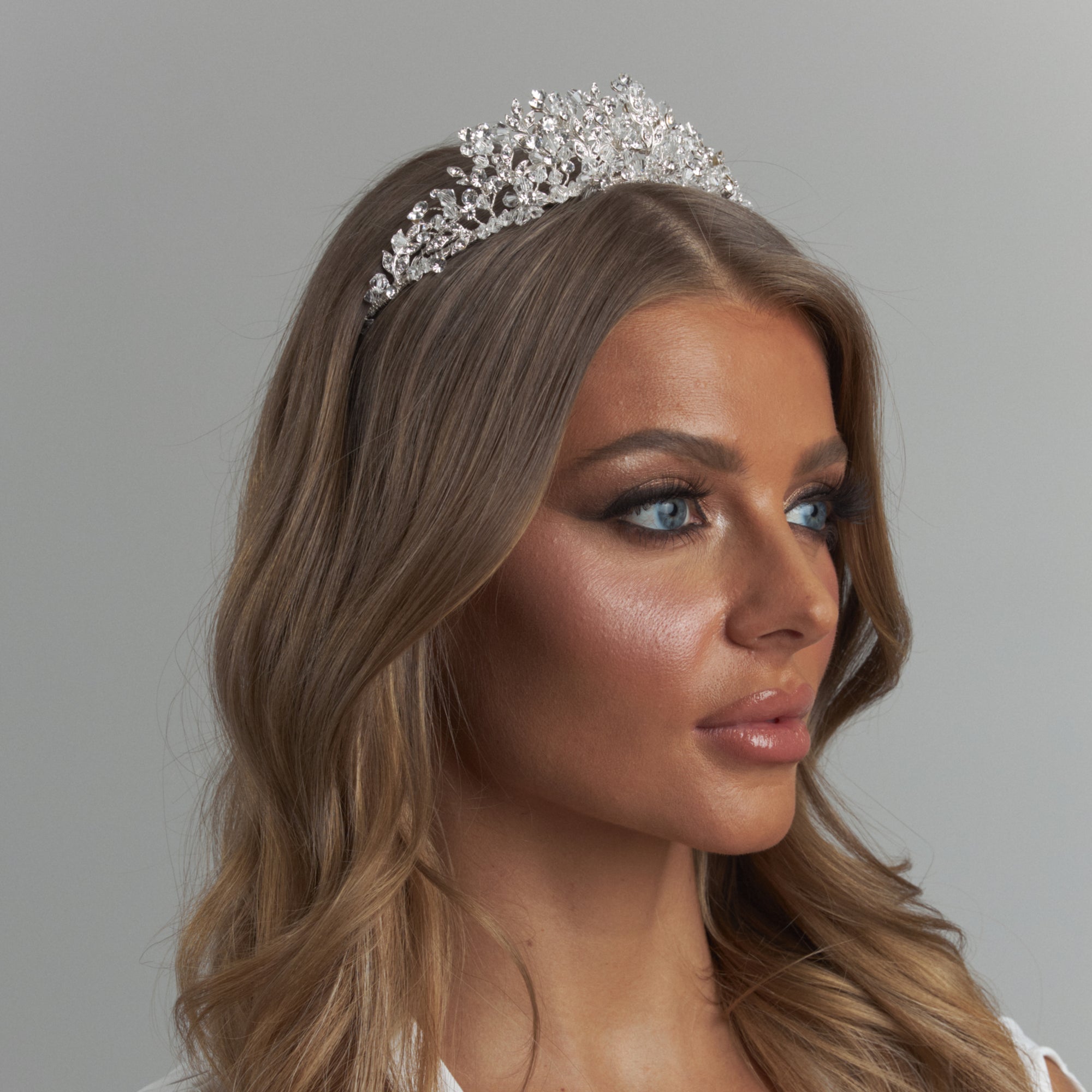 Natalie Crystal Bridal Crown Hair Accessories - Tiara & Crown