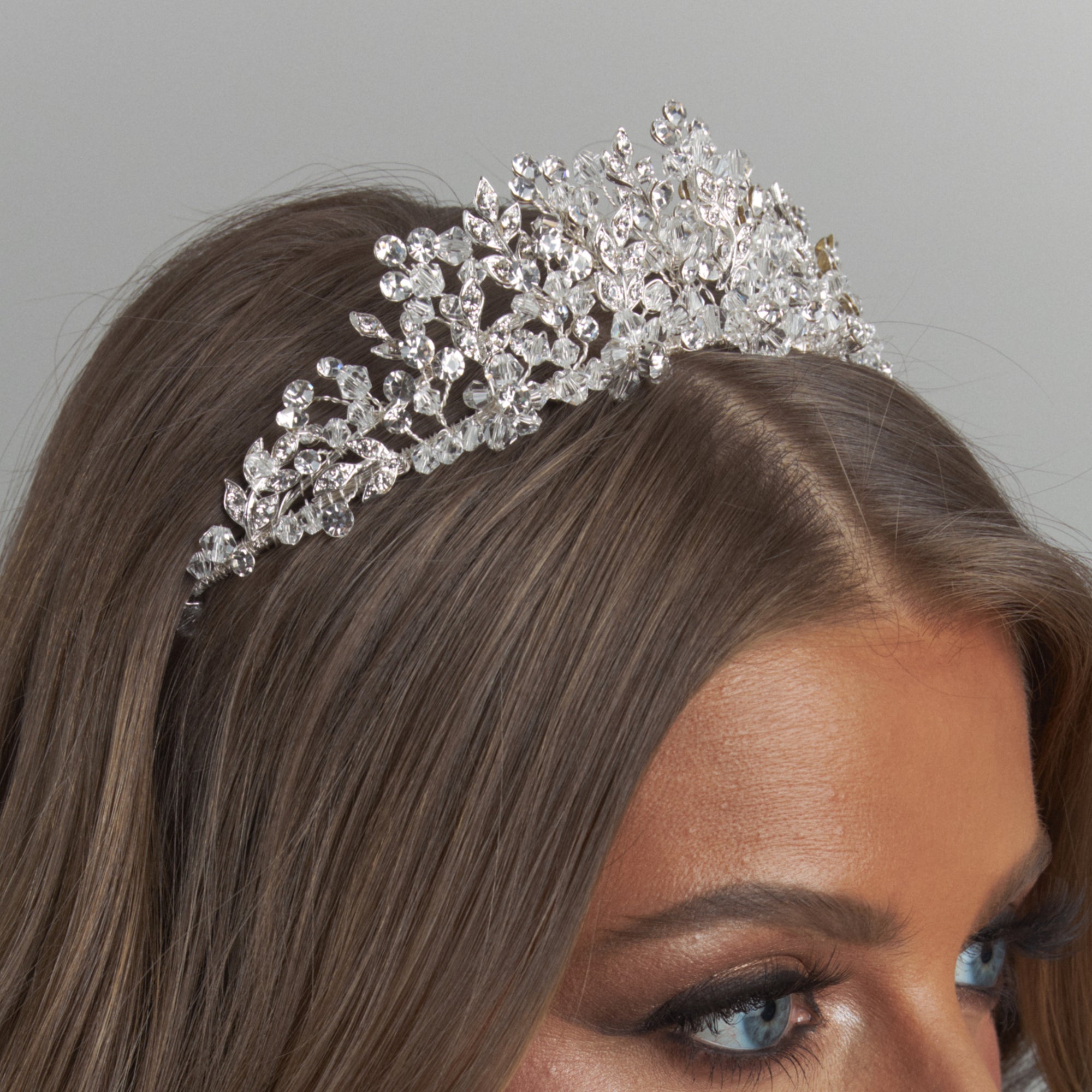 Natalie Crystal Bridal Crown Hair Accessories - Tiara & Crown