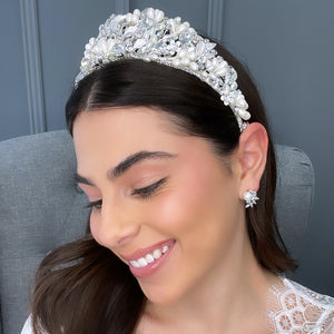 Odile Bridal Crown Hair Accessories - Tiara & Crown  Silver  