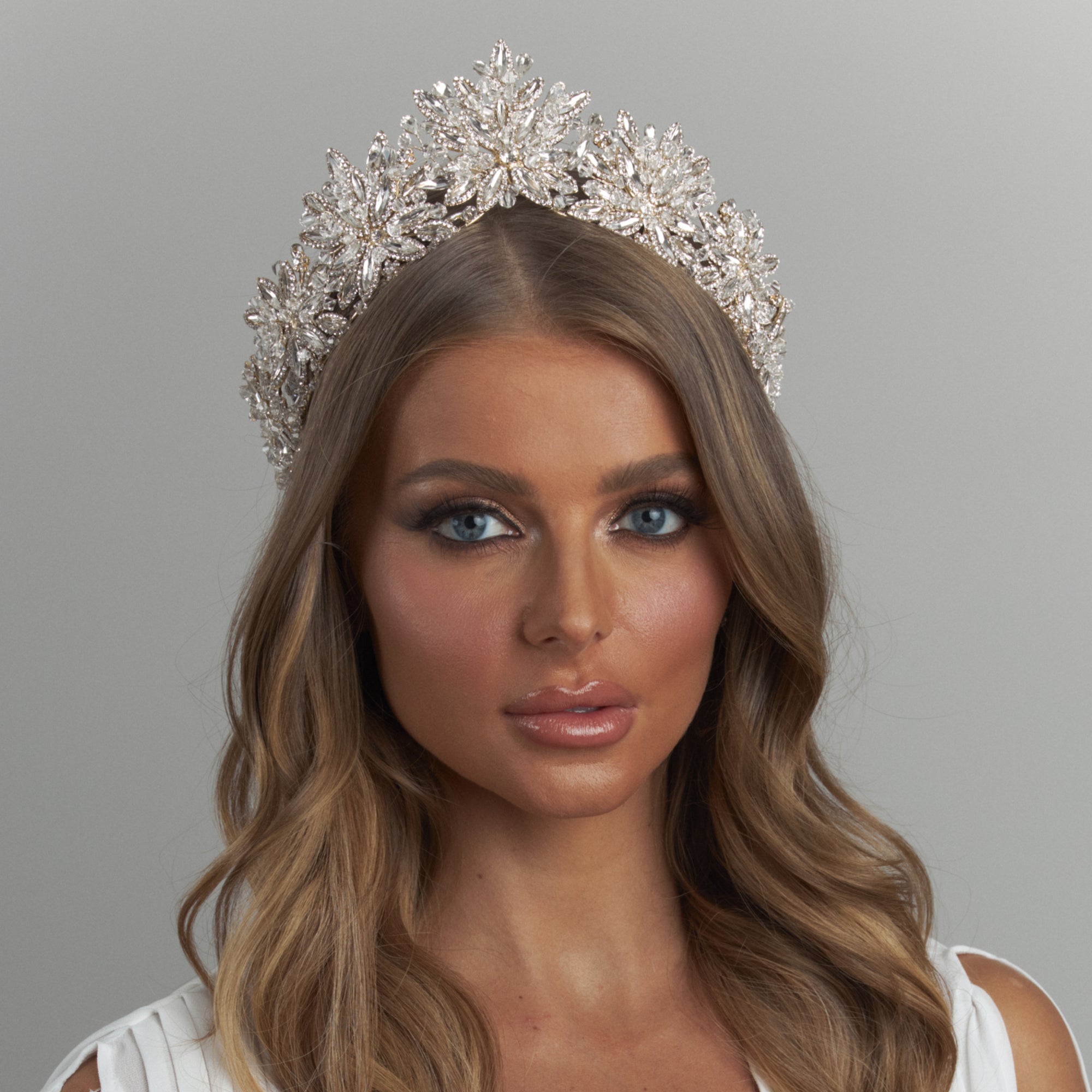 Ottilie Crystal Bridal Crown Hair Accessories - Tiara & Crown