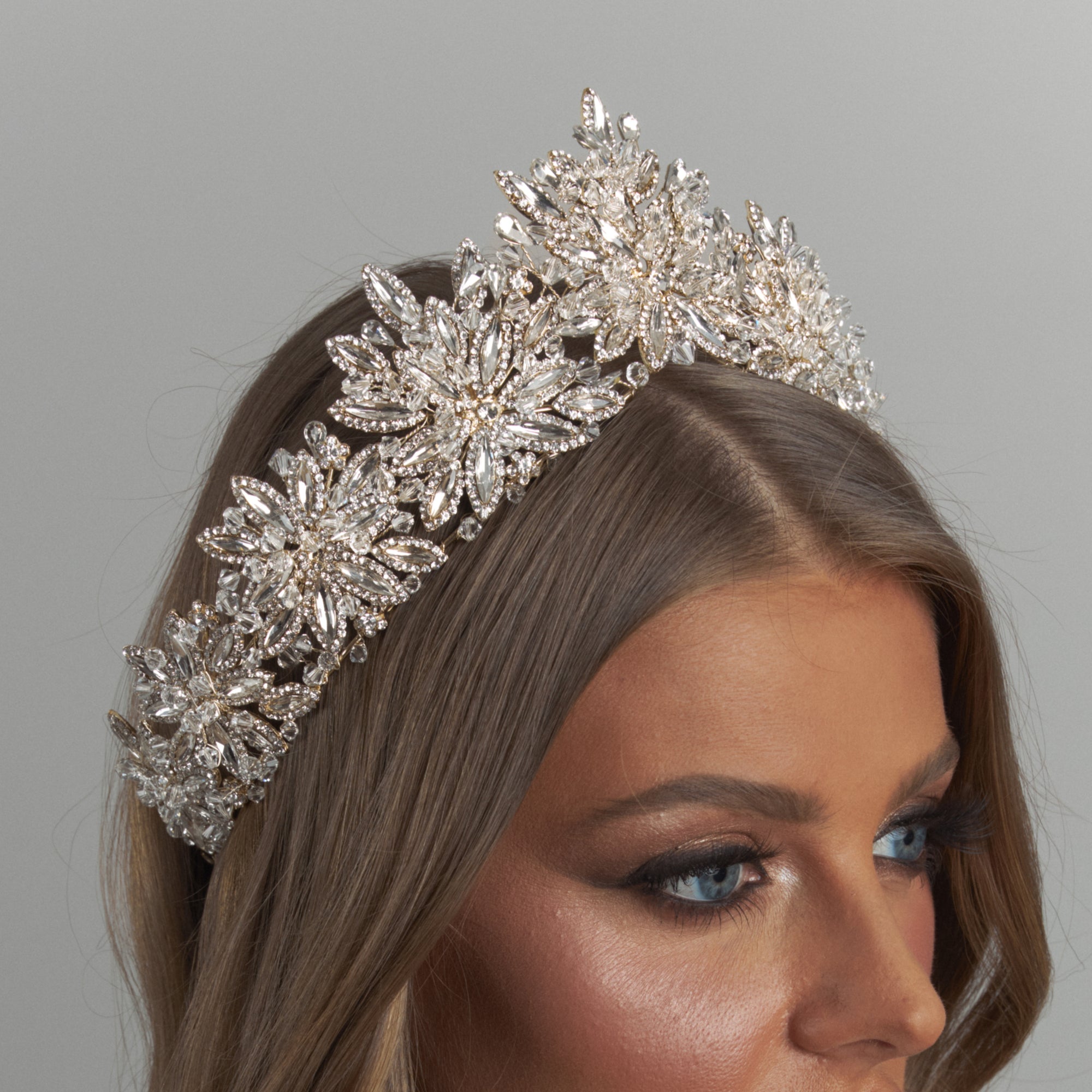 Ottilie Crystal Bridal Crown Hair Accessories - Tiara & Crown