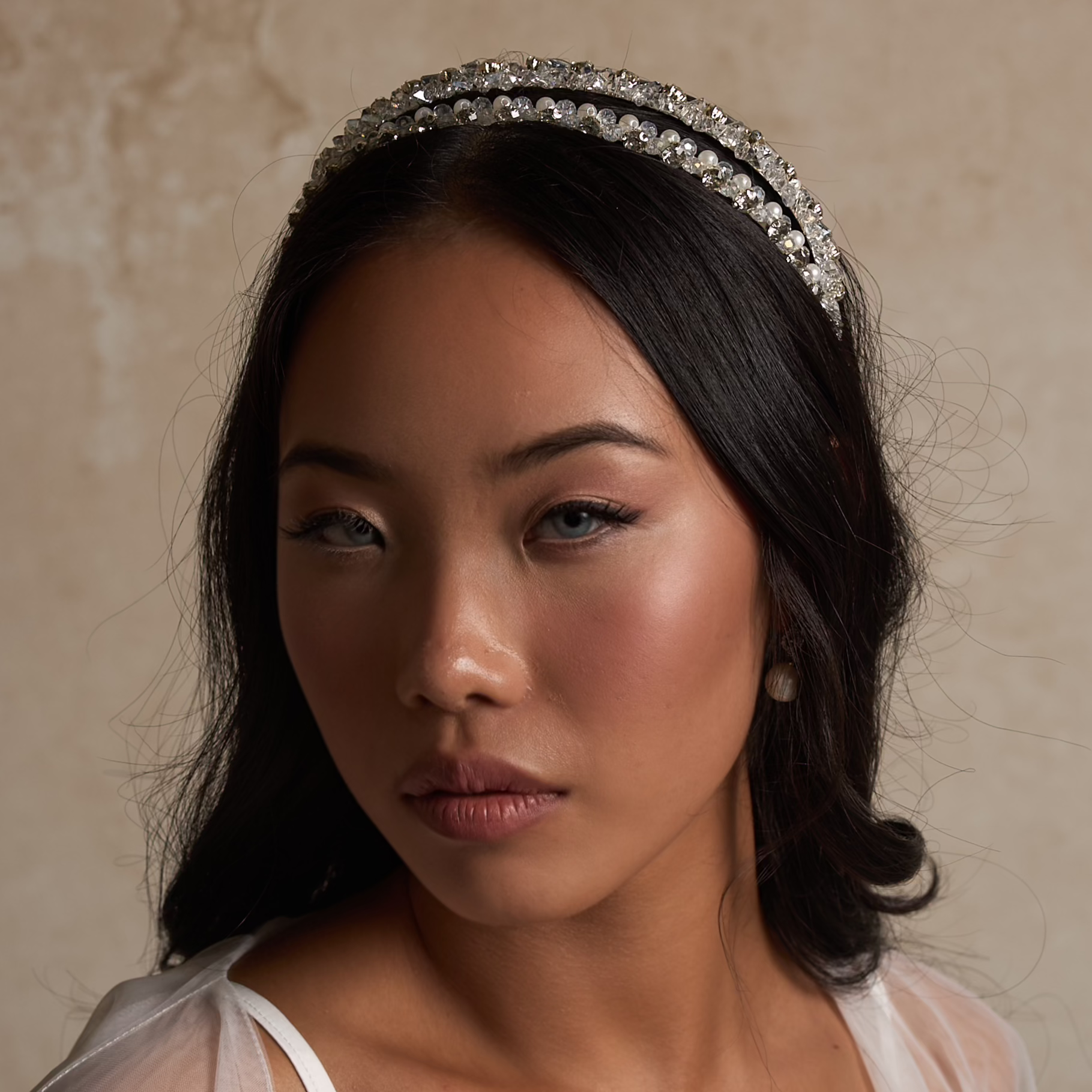 Galea Crystal Pearl Double Headband Hair Accessories - Tiara & Crown