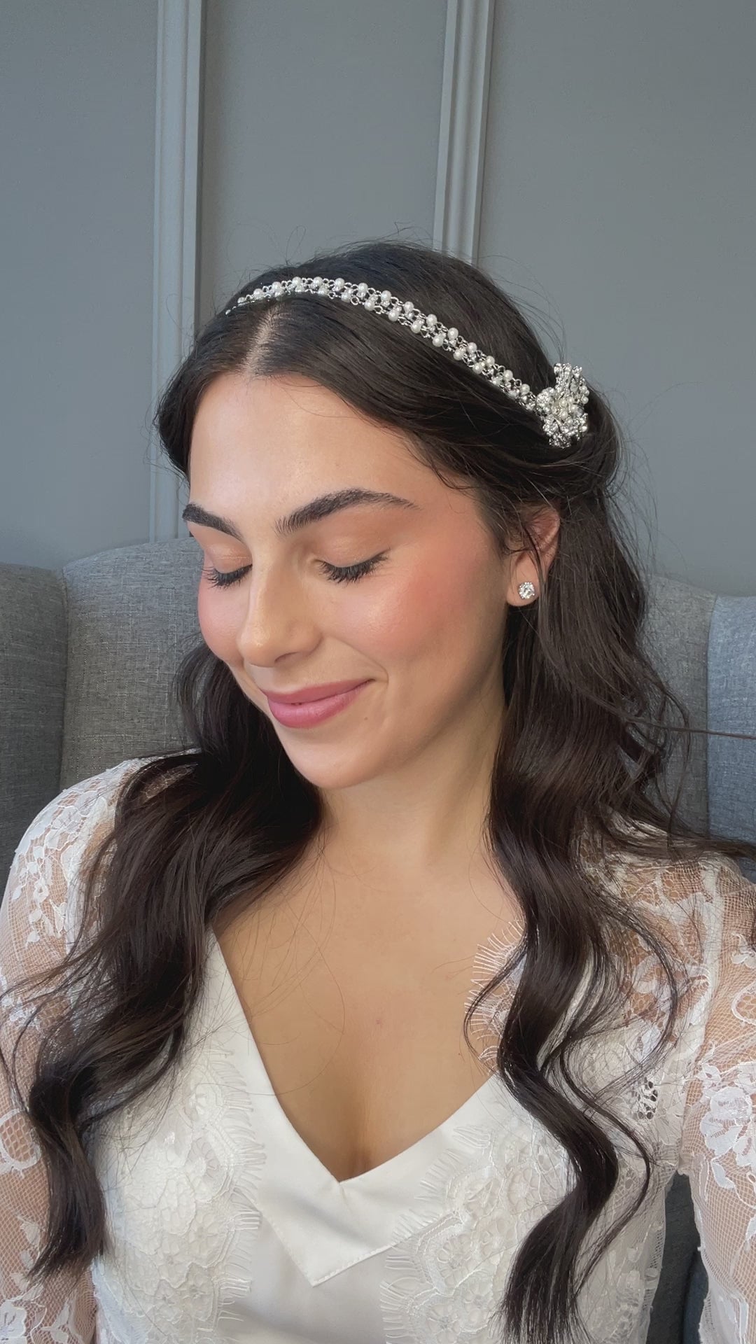 Touquet Crystal Pearl Bridal Hair Vine