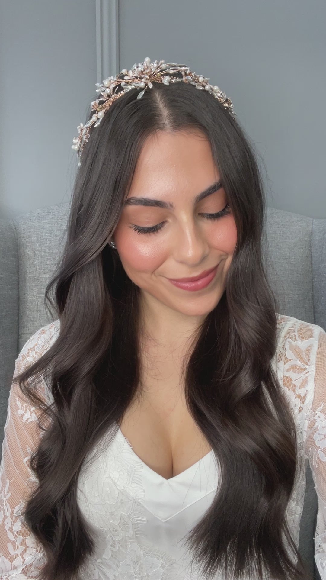 Leola Crystal Pearl Bridal Halo