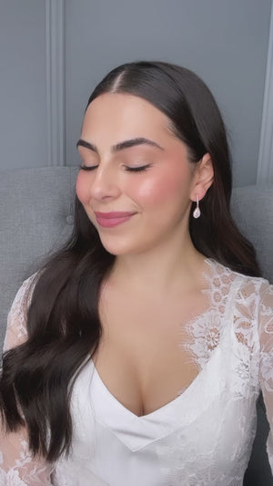 Aqua Bridal Earrings - Light Rose Gold