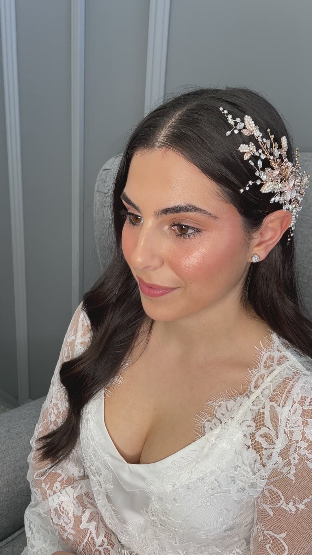 Anelia Floral Crystal Pearl Bridal Headpiece