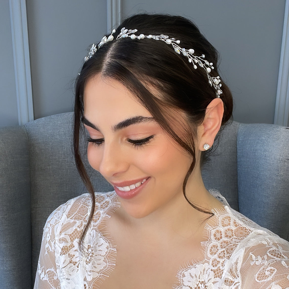 Aika Crystal Pearl Bridal Headpiece Hair Accessories - Headpieces