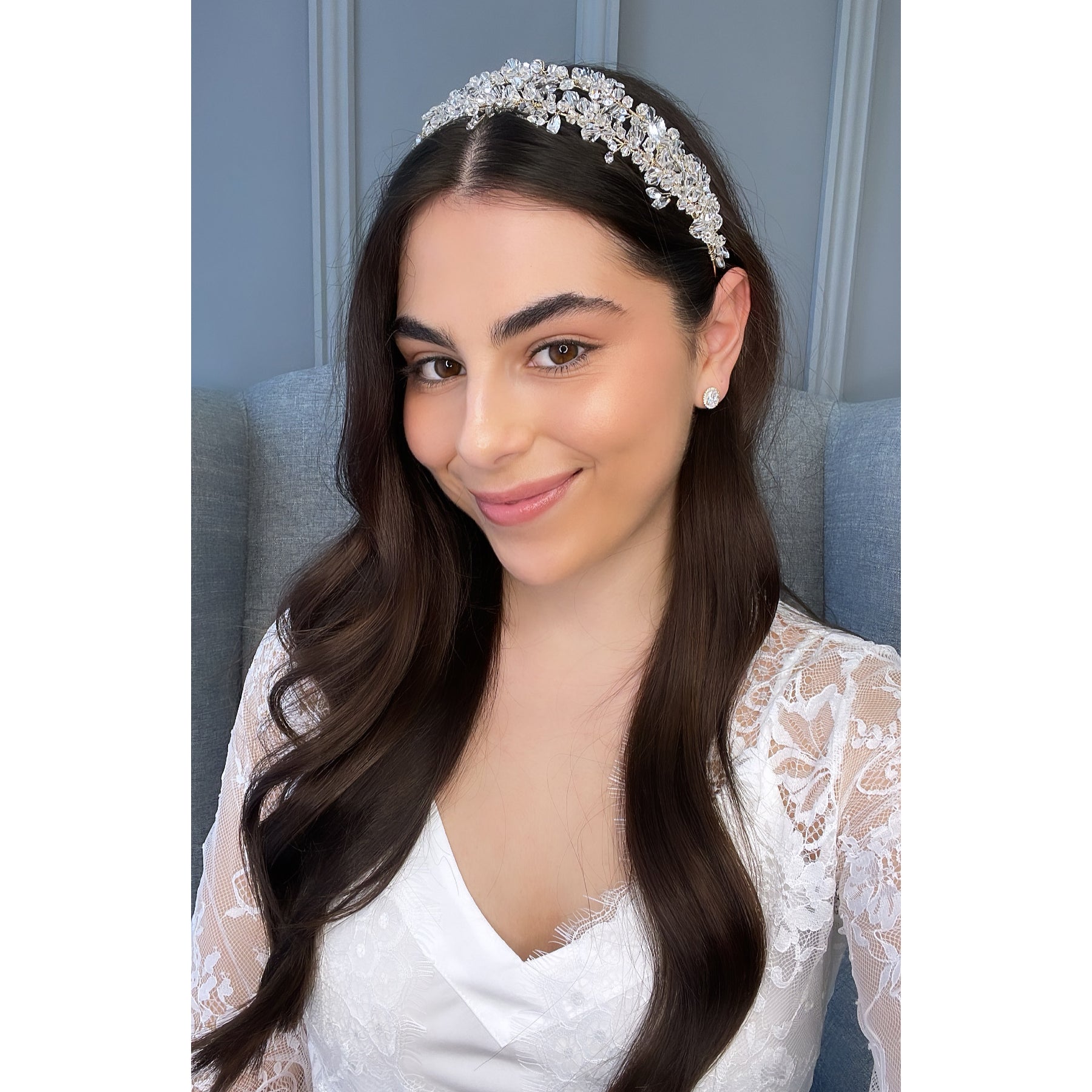 Imogen Luxe Double Bridal Headband (Joined Structure) Hair Accessories - Headbands,Tiara  Silver  